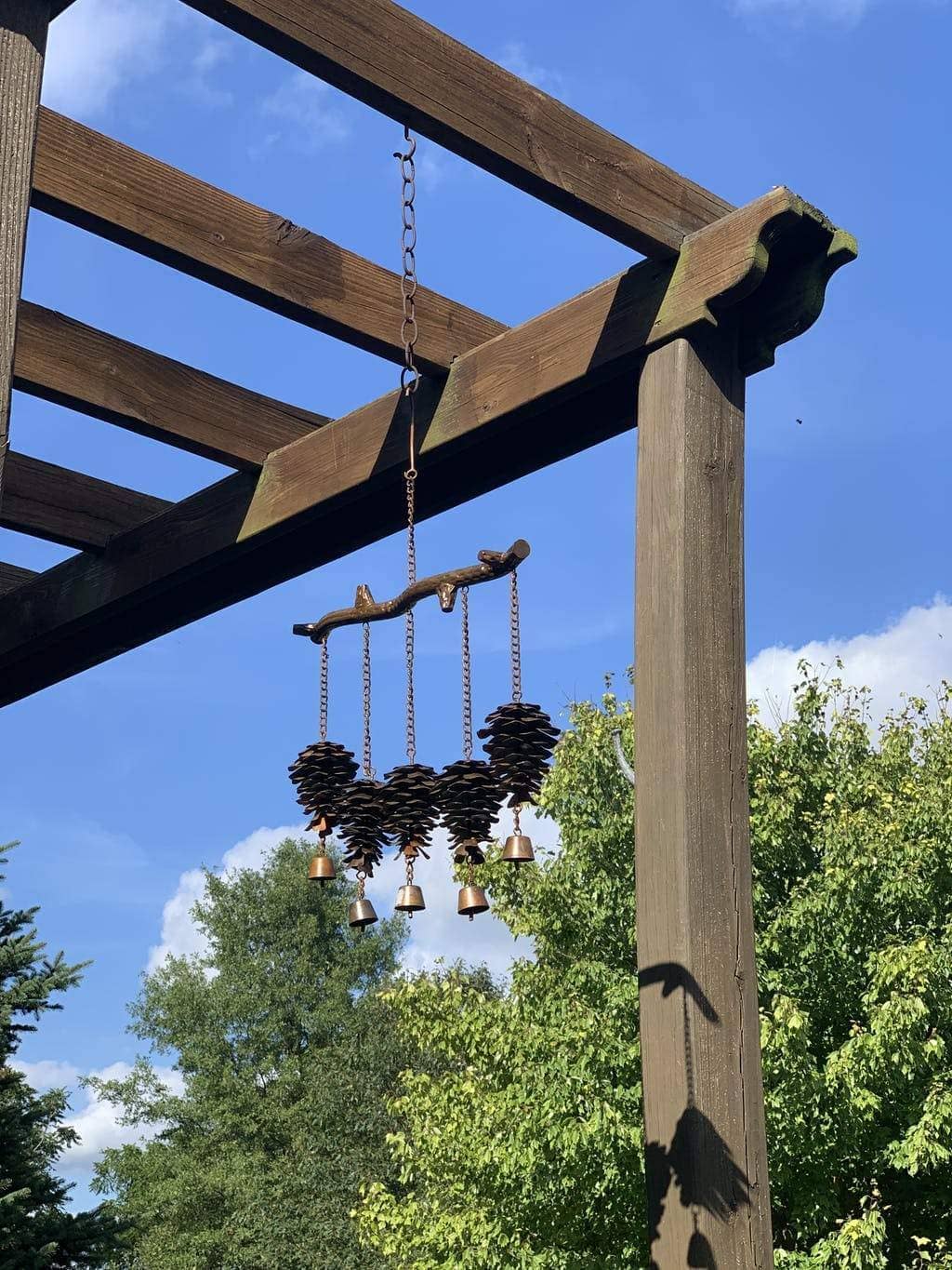 Handmade Pine Cone Wind Chime - Natural Wood Outdoor Decor for Garden, Patio & Porch - Soothing Wind Sounds for Relaxation & Meditation