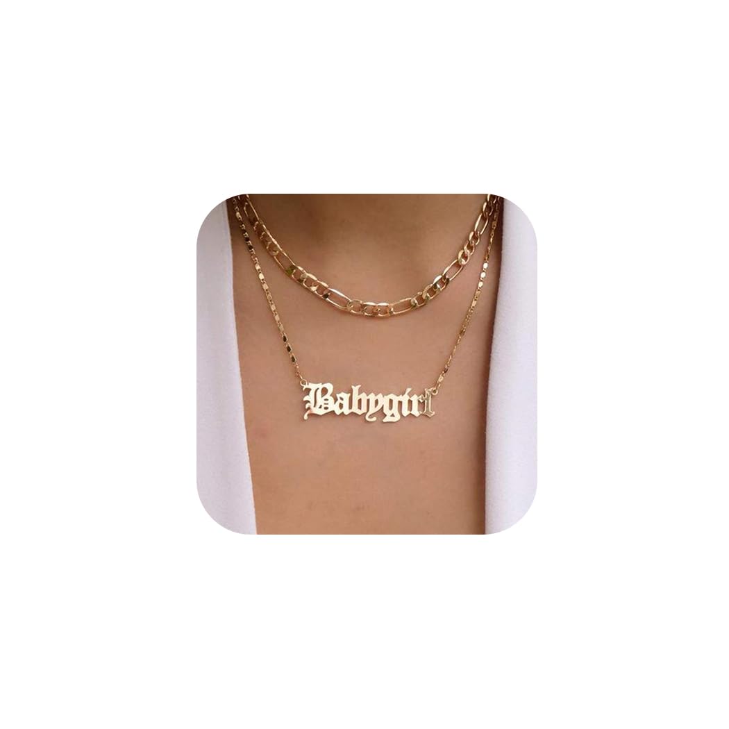 Jovono 14K Gold Figaro Chain Necklace for Women - Layered Pendant Necklace Set, Trendy Babygirl Jewelry Gift - Perfect for Everyday Wear, Parties & Special Occasions