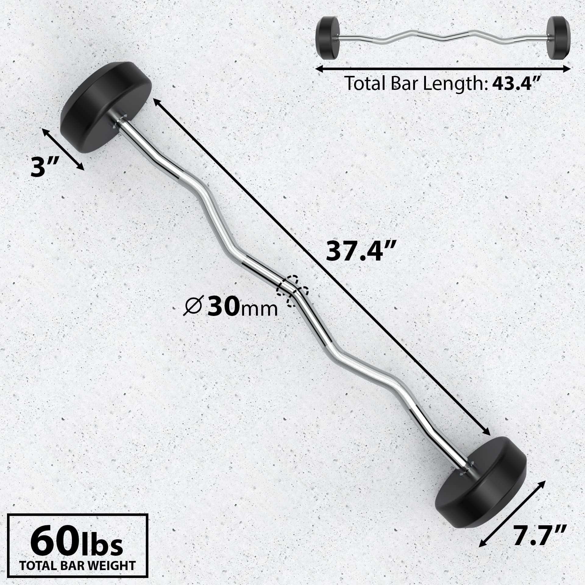 Synergee Fixed Easy Curl Bar - 15LB Pre-Weighted Curved Steel Barbell with Rubber Coated Weights for Home Gym, Strength Training & Arm Workouts - Perfect for Bicep Curls, Triceps Exercises & Full-Body Workouts