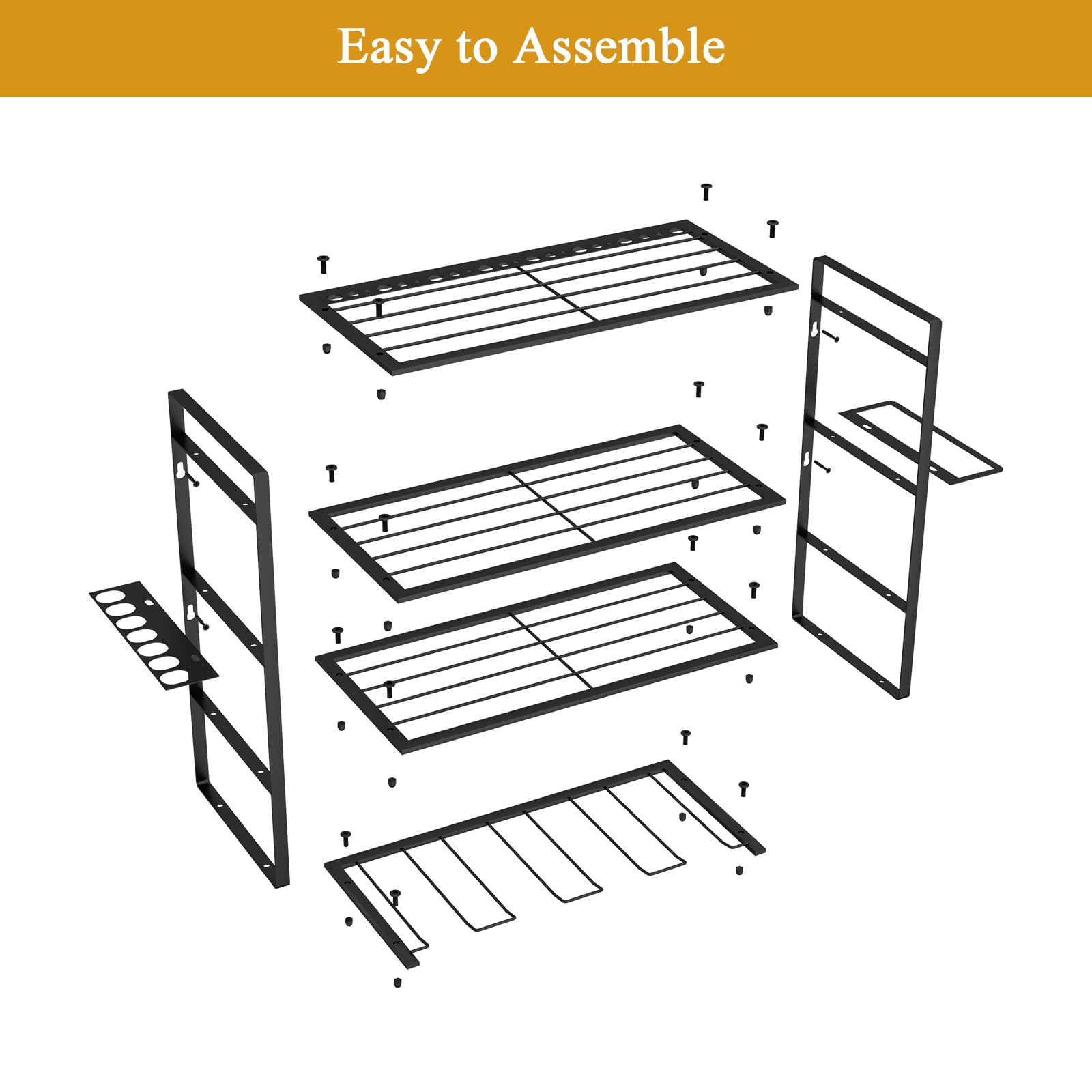4-Layer Heavy Duty Wall Mounted Drill Holder & Power Tool Organizer - Black Metal Garage Storage Rack for Drills, Wrenches & Screwdrivers - Perfect for Workshop, Garage & DIY Projects (Great Gifts for Men)