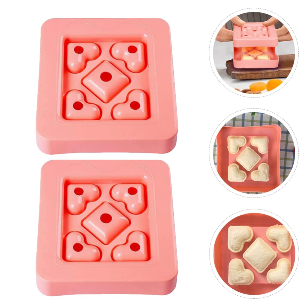 2pcs Heart-Shaped Sandwich Molds - Plastic Bread Making & Cake Decorating Tools - Mini Sandwich Cutters for DIY Kitchen Utensils - Perfect for Valentine's Day, Kids Lunch Box & Party Snacks