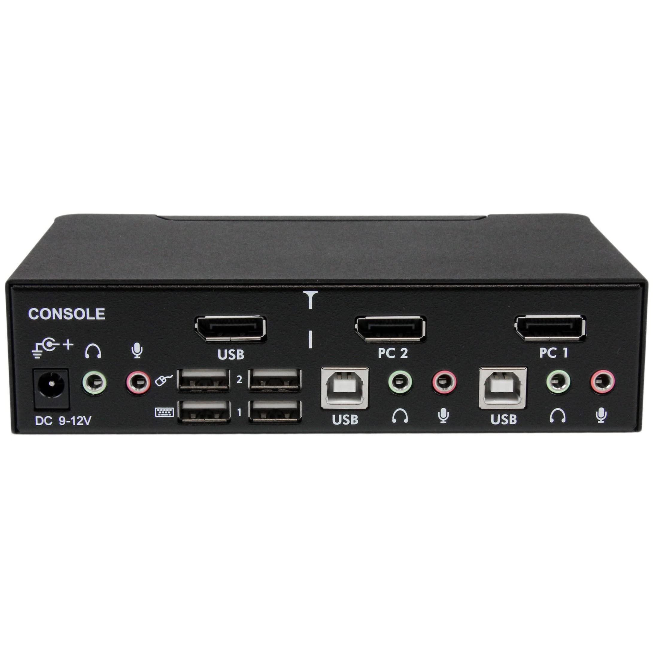 StarTech.com 2 Port DisplayPort KVM Switch - 2560x1600 Resolution, TAA Compliant @60Hz - Dual Port DP USB Switch for Keyboard, Video & Mouse with Audio Support (SV231DPUA) - Perfect for Multi-Computer Workstations, Gaming Setups & Office Environments