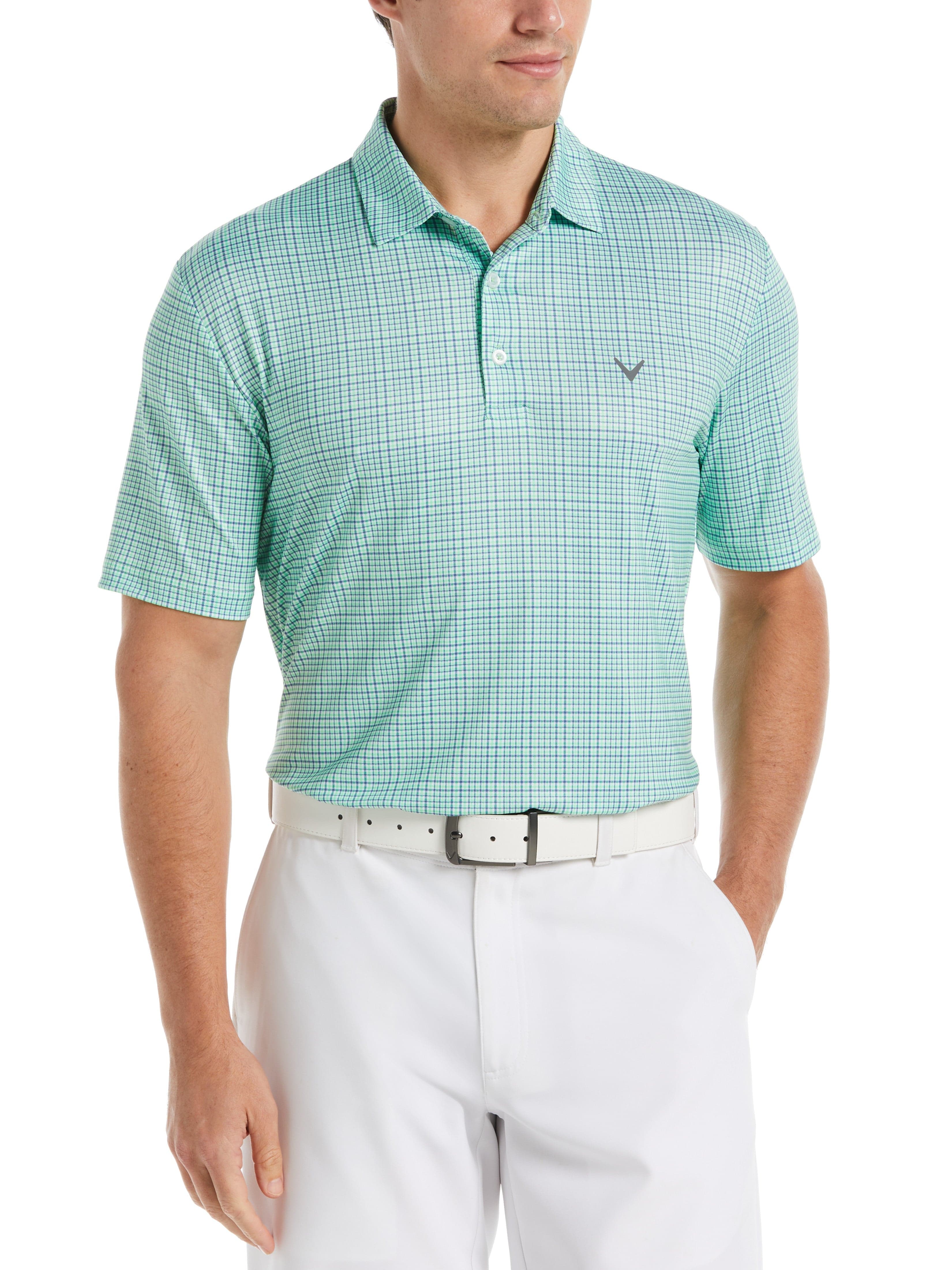 Men's Plaid Golf Polo Shirt - Breathable & Moisture-Wicking Performance Tee for Golf, Casual Wear & Outdoor Activities