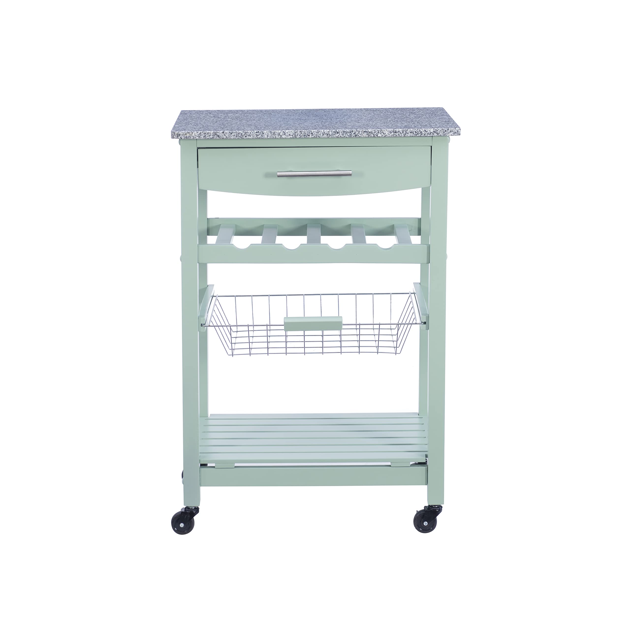 Linon Kitchen Island Cart with Storage, Green, 15.75 x 22.83 x 33.86 Inches - Mobile Kitchen Organizer for Small Spaces, Prep Station & Extra Countertop Storage