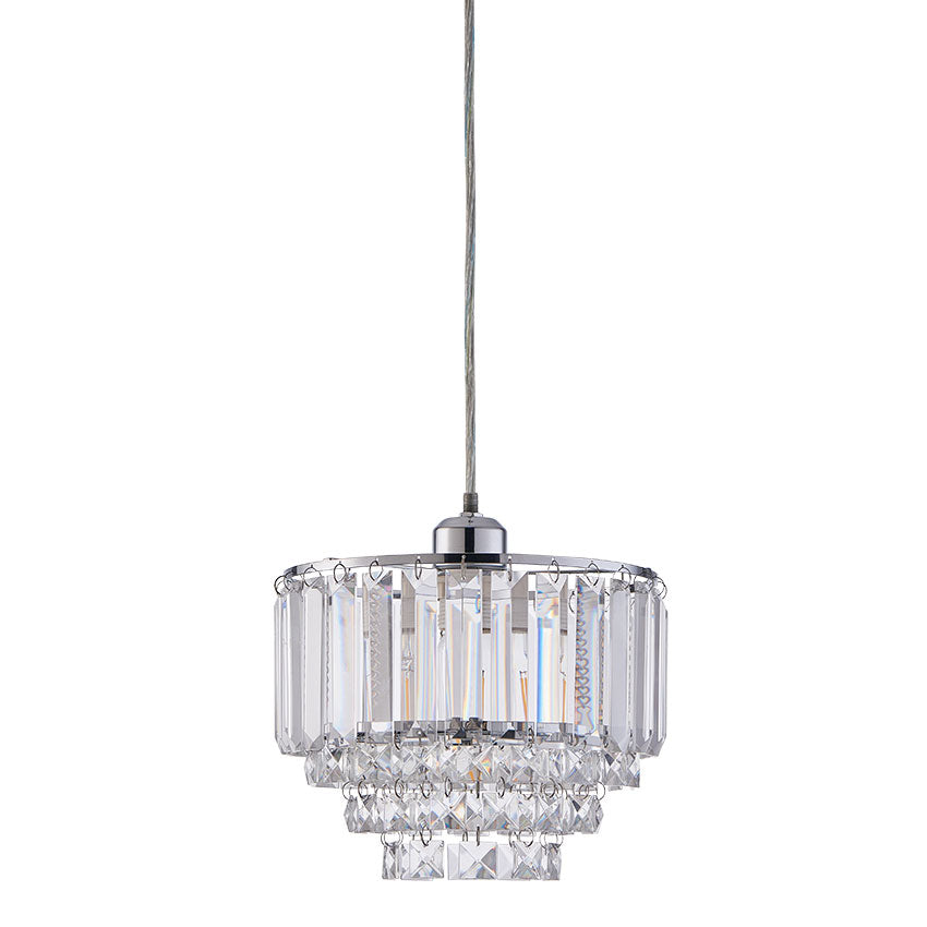 Vintage Crystal Pendant Light Fixture - E27 Base in Antique Brass/Polished Chrome - Perfect for Dining Room, Bedroom or Entryway Lighting