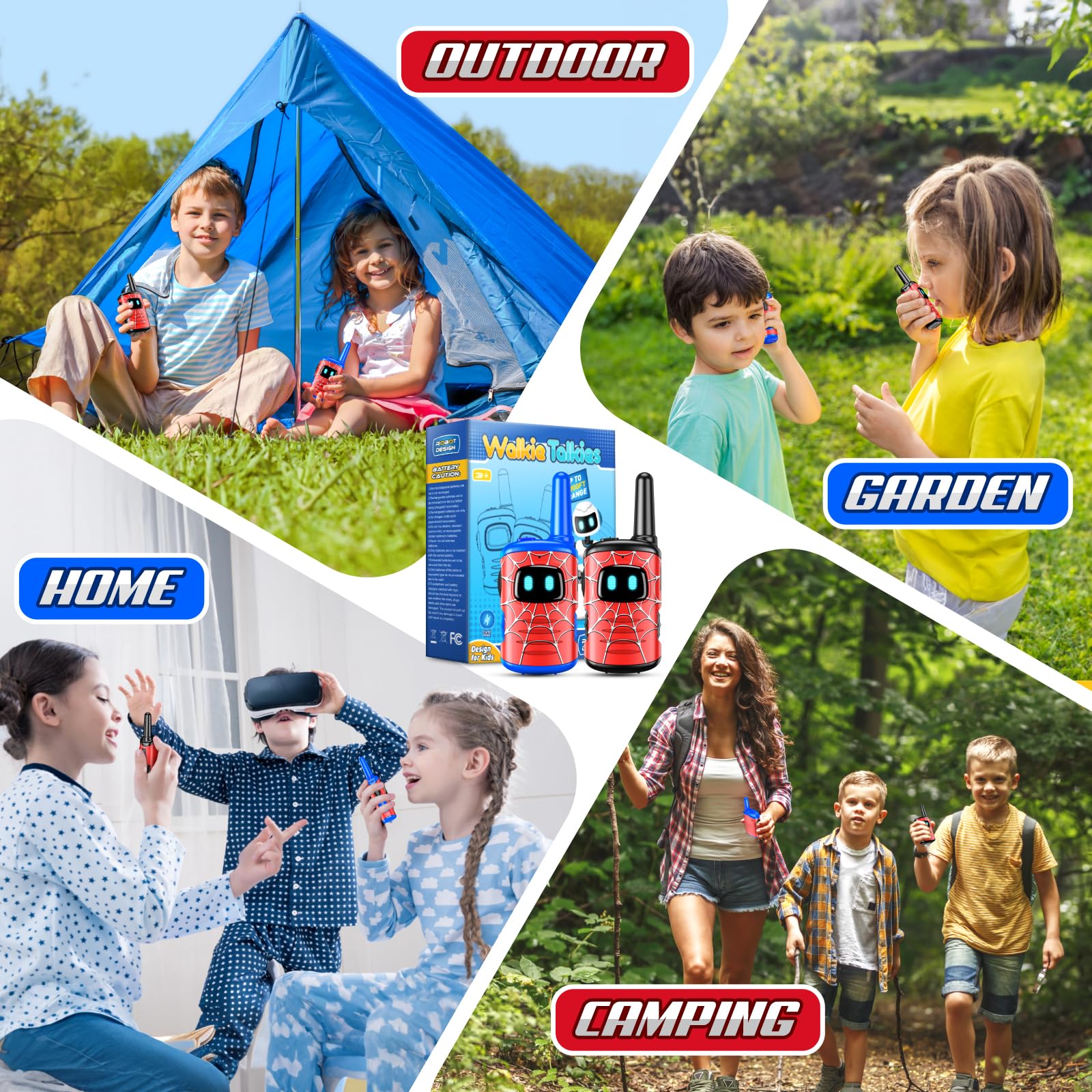 Rechargeable Kids Walkie Talkies 2 Pack - Best Outdoor Toys for Boys & Girls Ages 3-8 | Perfect for Easter, Birthday Gifts, Hiking, Camping & Backyard Adventures