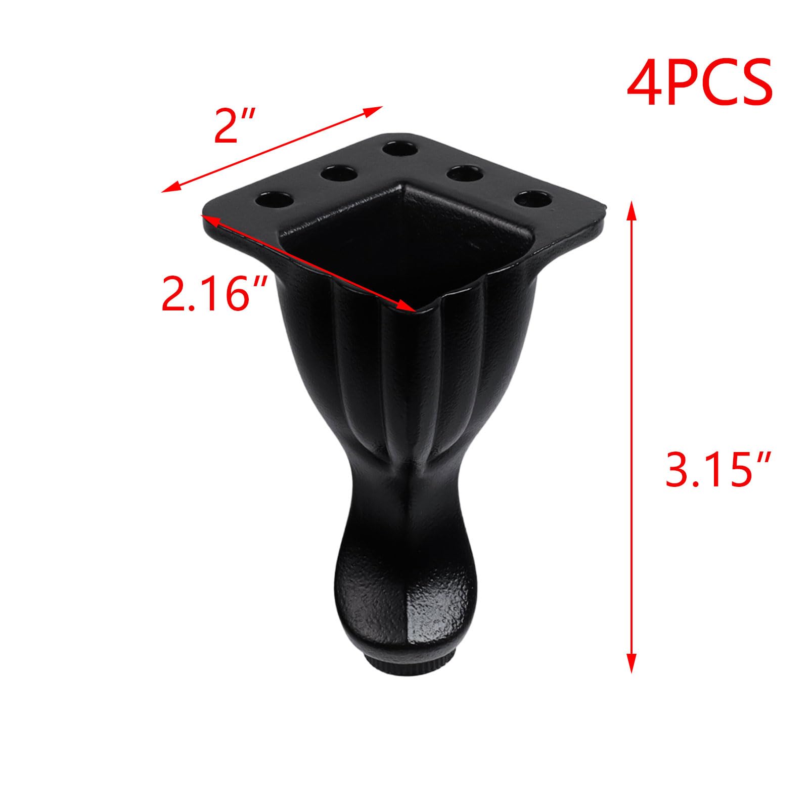 T Tulead 3.15-Inch Furniture Legs - 4 Pack Aluminum Alloy Couch Feet, Cabinet & Dresser Legs - Durable Replacement for Sofa, Table, Bed & Home Decor