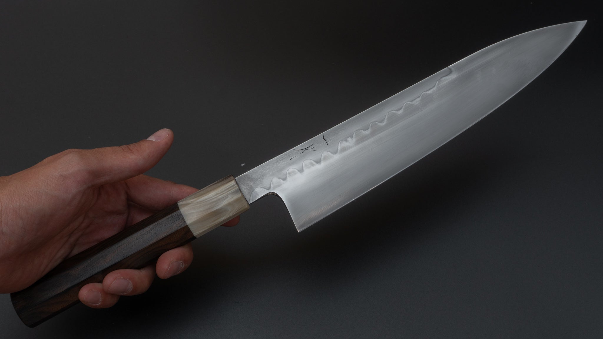 Hitohira Togashi Yohei White #2 Mizu Honyaki Gyuto 225mm Japanese Chef Knife with Ziricote Wood Handle (#006) - Premium Kitchen Knife for Sushi, Meat Cutting & Professional Cooking