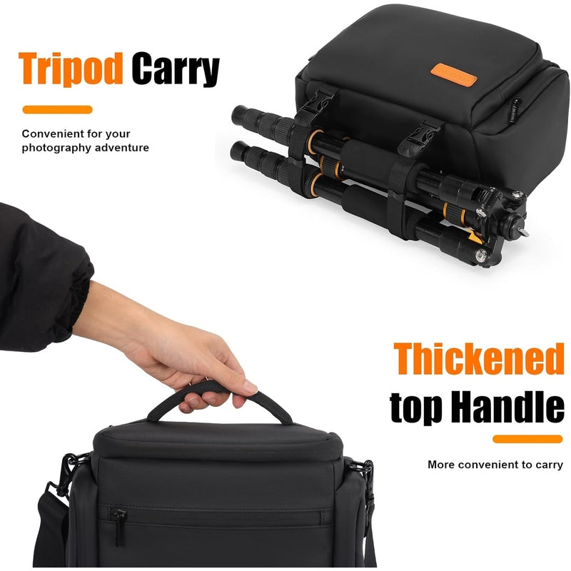 Waterproof Single Shoulder Crossbody Camera Bag with Tripod Holder - Perfect for Travel, Hiking & Outdoor Photography
