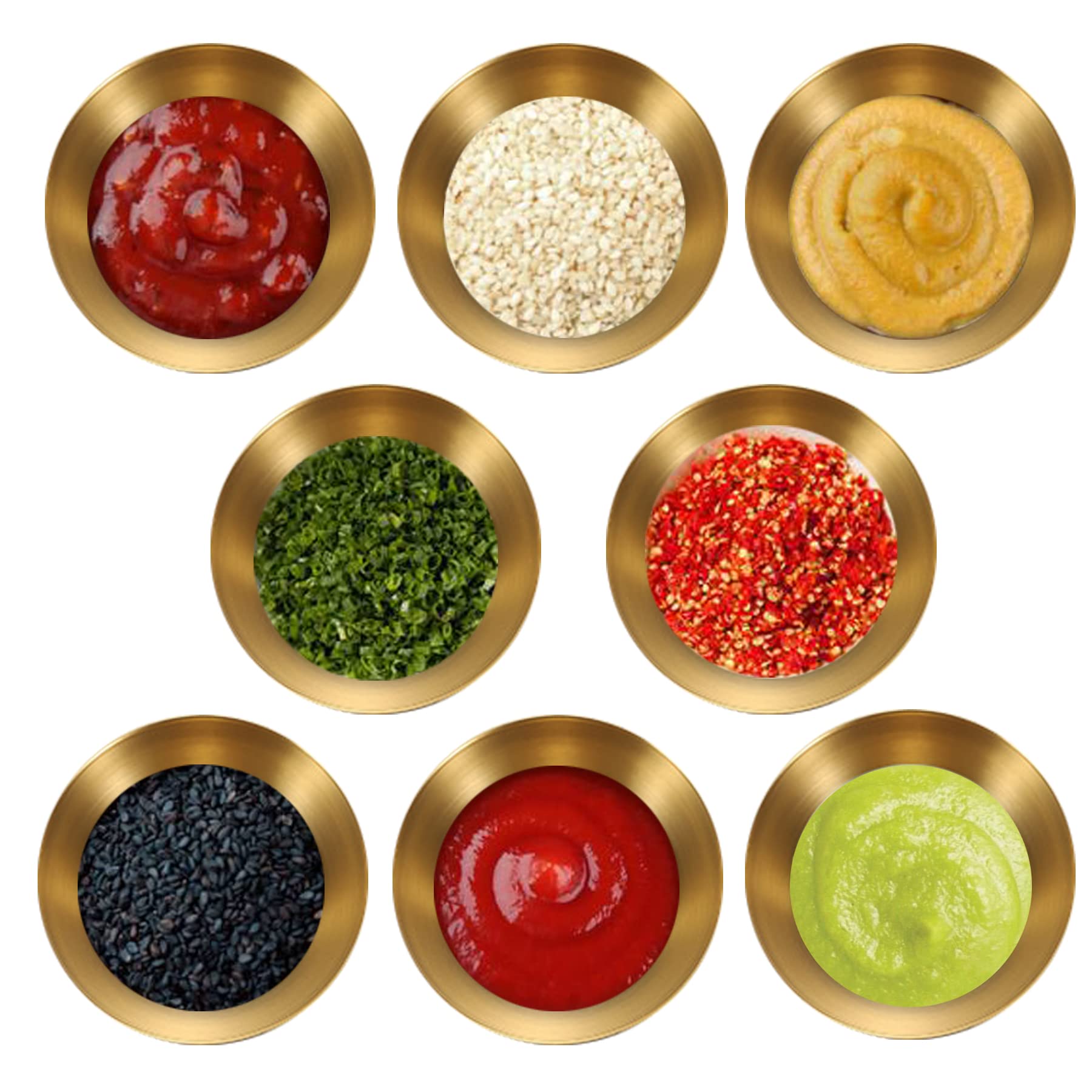 8Pcs 3.3inch Stainless Steel Mini Sauce Bowls - Round Individual Condiment Dishes for Sushi, Soy Sauce, BBQ, Desserts - Perfect for Restaurants, Home Dining & Party Appetizer Plates
