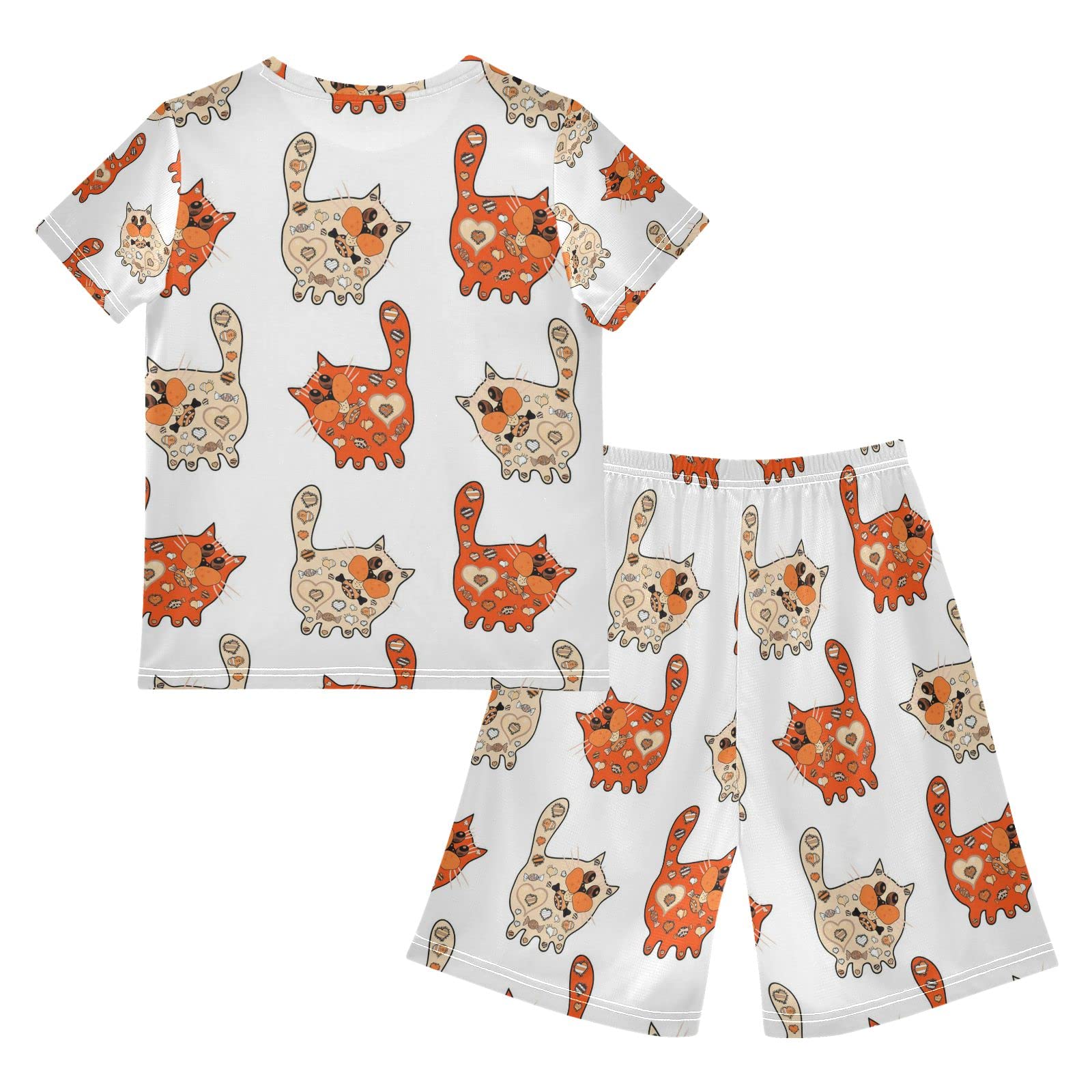 Stylish Cat Print Boys Summer Outfits - Cute Shorts & T-Shirt Clothing Sets for Kids Playwear | Perfect for Outdoor Activities, Playdates & Summer Vacations