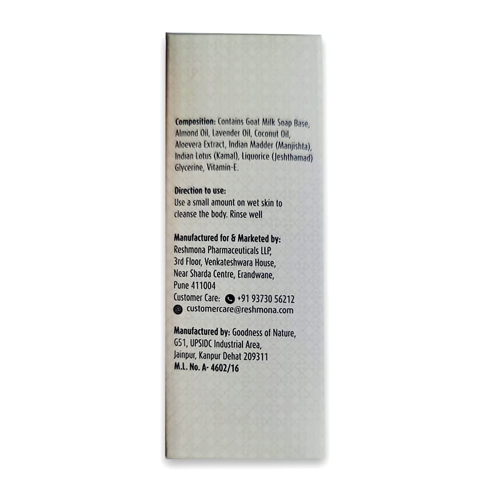 Reshmona Vedic Goat Milk Soap - Natural Moisturizing Bar for Dry & Sensitive Skin - Handmade with Organic Ingredients for Face & Body Care - Perfect for Daily Use & Gift Giving