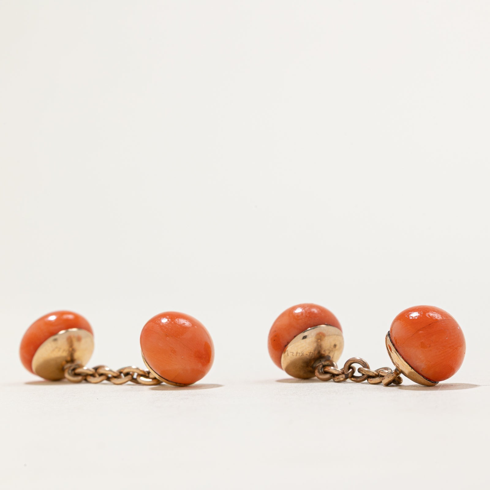 Victorian Style Solitaire Coral Cufflinks Set - 34.00 Carat Total Weight | Elegant Dress Shirt Accessories for Weddings & Formal Events