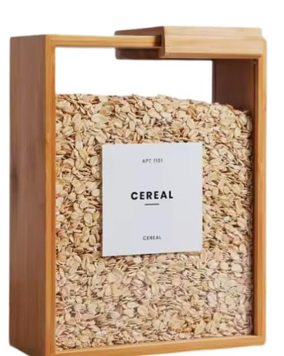 100oz Wooden Food Storage Containers for Rice, Flour, Pasta & Sugar - Airtight Pantry Organization with Kitchen Labels | Multi-Purpose Kitchen Serving Jars for Spices, Cereal & Dry Food Storage | Perfect for Home, Restaurant & Meal Prep Organization
