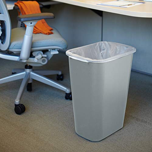 Rubbermaid Commercial 10-Gallon Resin Trash Can - Gray Plastic Wastebasket for Office, Bathroom & Bedroom - Fits Under Desk, Sink & Cabinet - Durable & Odor-Resistant (Pack of 12) - Perfect for Home, Office & Commercial Use