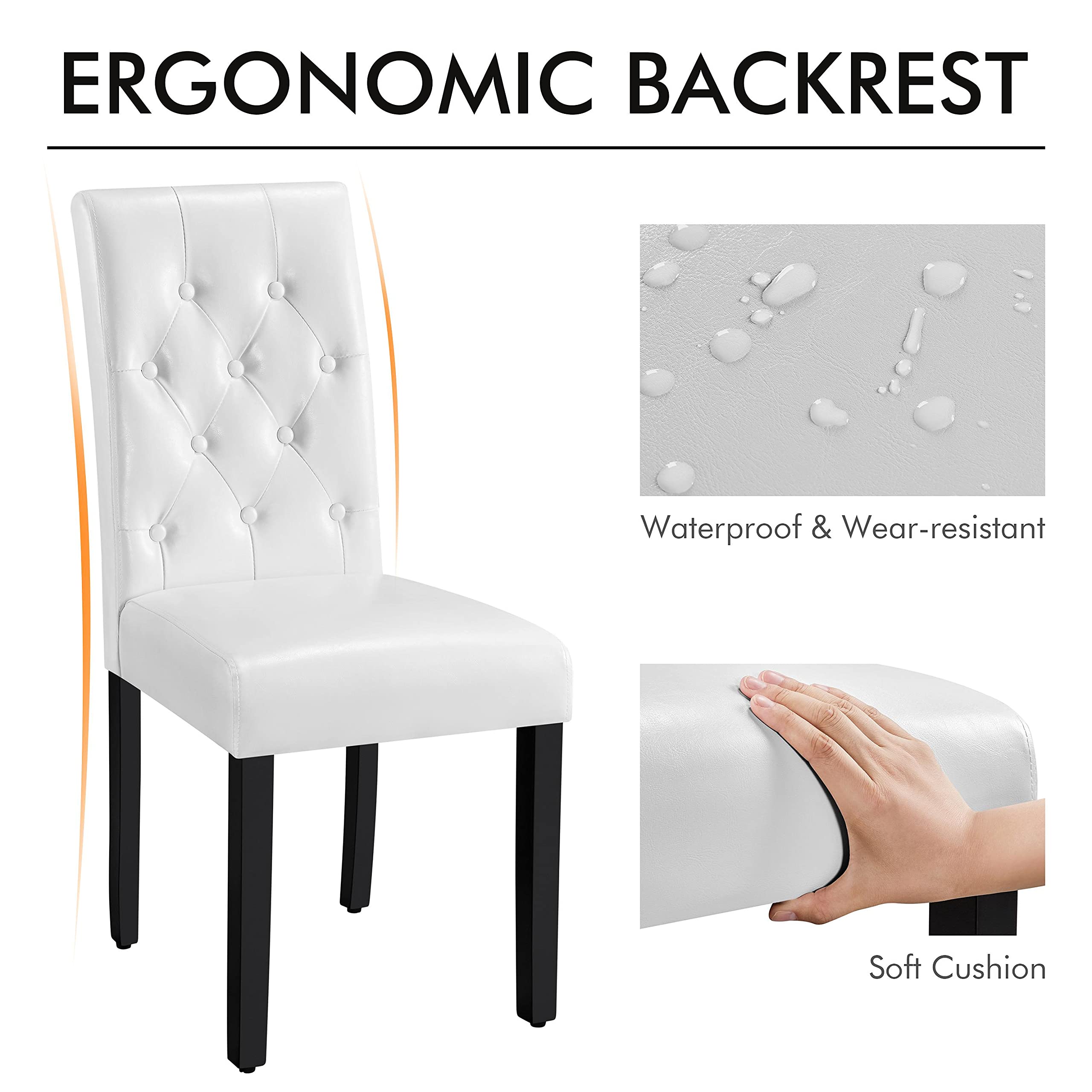 Yaheetech 4-Piece Button Tufted Leather Dining Chairs Set with Padded Seat & Wooden Legs - Modern Kitchen & Restaurant Furniture for Home Dining & Commercial Use