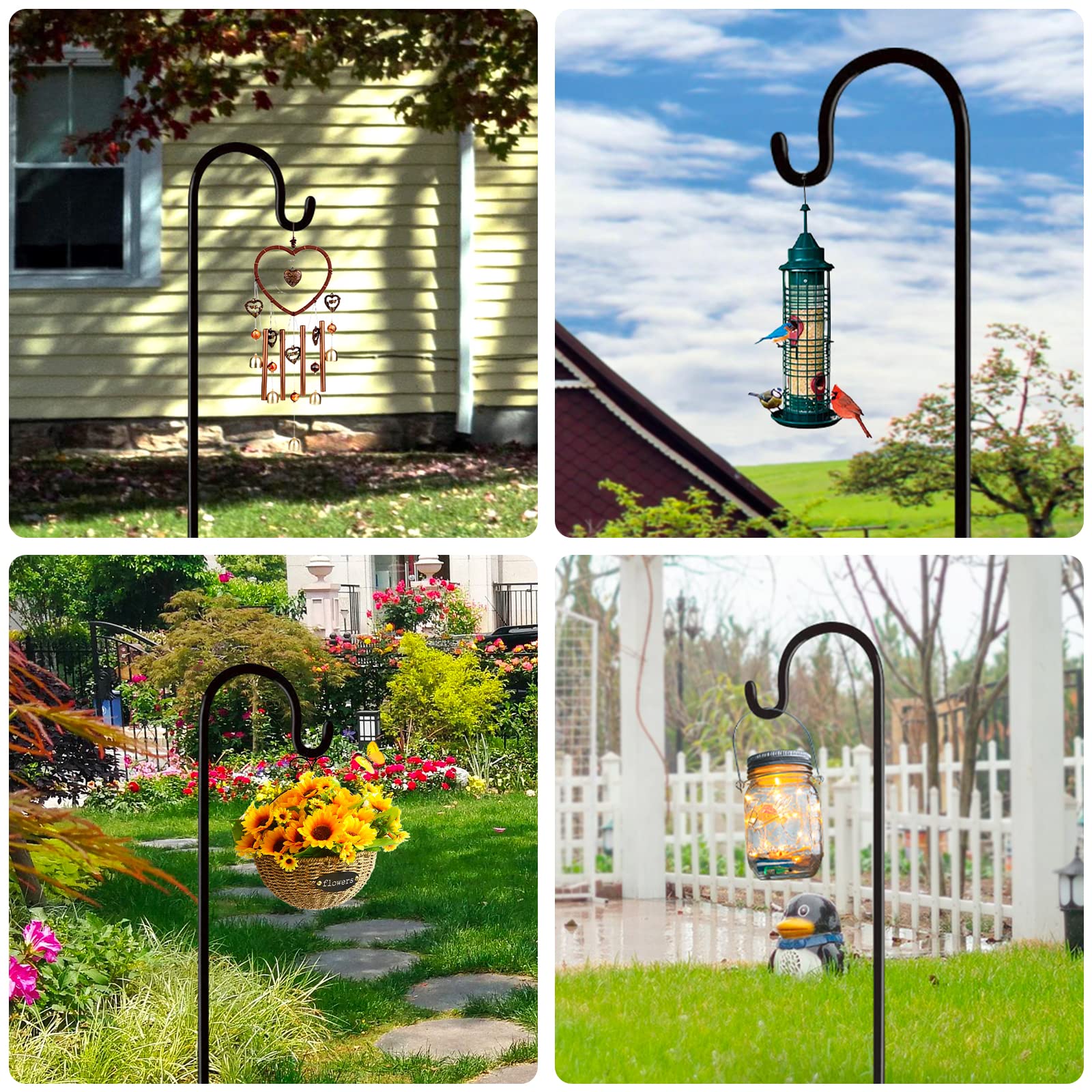 Heavy Duty 36 Inch Shepherd Hooks for Outdoor Use - 2 Pack Plant Hangers for Bird Feeders, Lanterns, Solar Lights, Wedding Decor & Planter Pots - Perfect for Garden, Patio and Yard Decoration