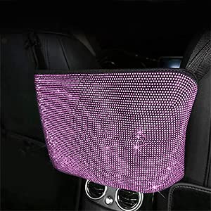 Elegant Car Organizers & Handbag Holder with Shiny Diamonds - Pink Car Seat Net Organizer for Women, Dog Barrier & Kids Safety - Perfect for SUVs, Sedans and Road Trips