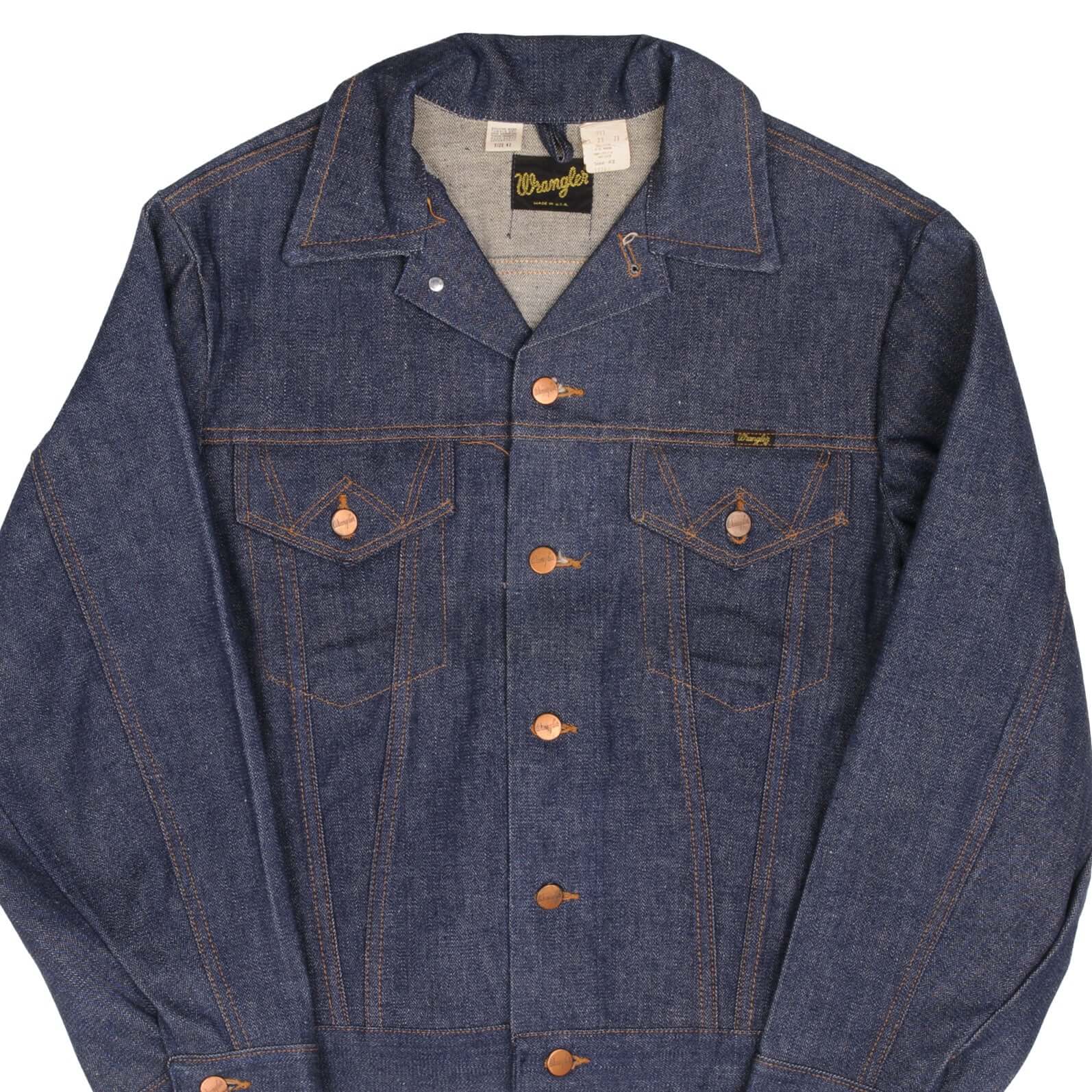 Vintage Deadstock Wrangler Denim Jacket Size 42 - 1970s Made in USA - Classic Retro Style for Men's Fashion, Outdoor Adventures & Vintage Collectors