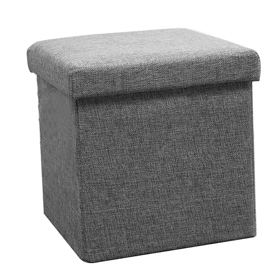 DPPAN Storage Ottoman Stool Cube - Multifunctional Cloth Storage Chest with Footrest, 30x30x30cm Gray - Perfect for Bedroom, Living Room Sofa, Coffee Table & Hat Organizer
