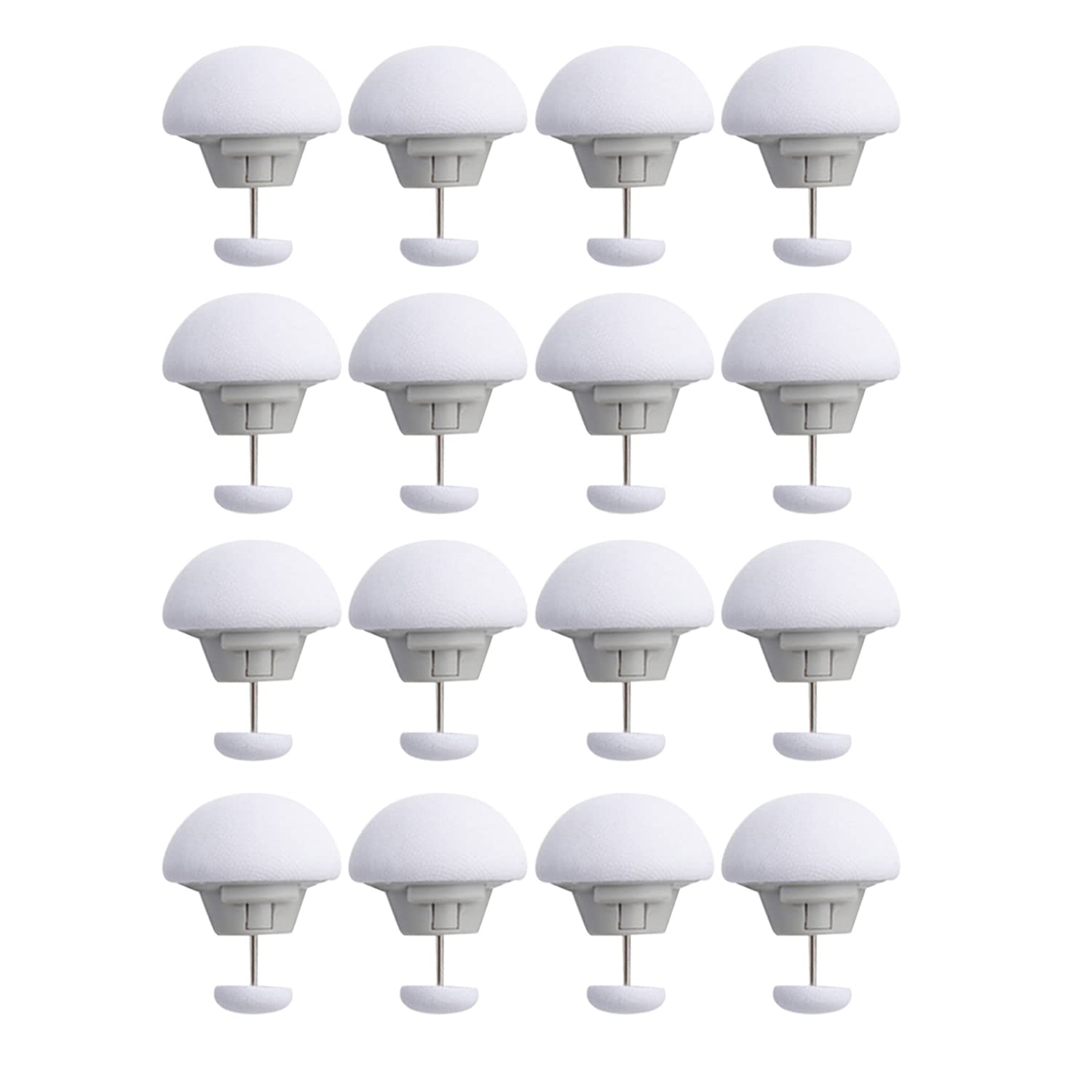 16-Piece Duvet Clip Set - Non-Slip Quilt Fasteners with Buttons | White Mushroom-Shaped Duvet Pins for Securing Comforter to Duvet Cover | Perfect for Bedroom, Guest Room & Hotel Use