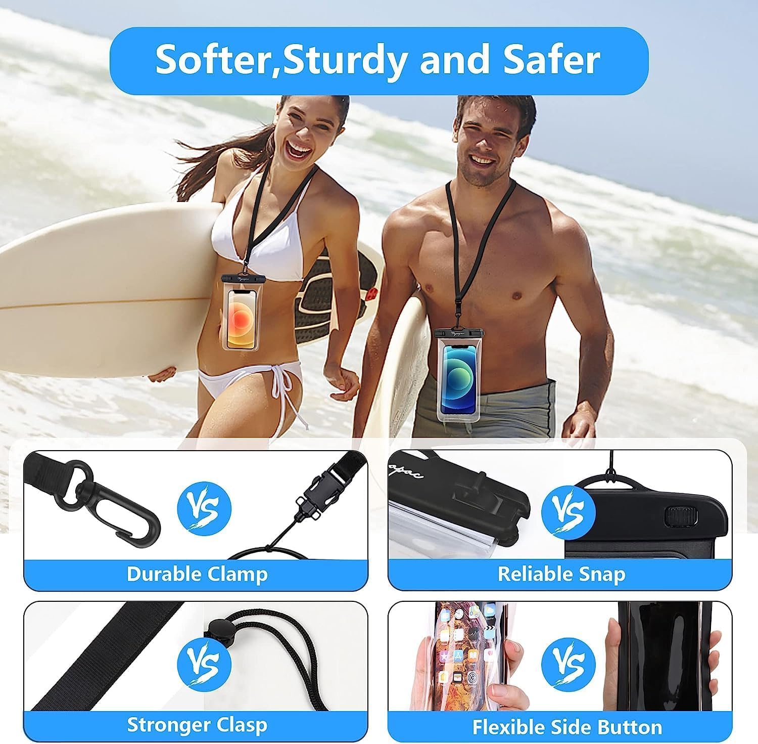 **Waterproof Phone Pouch Bag - IPX8 Underwater Case for iPhone 16/15 Pro Max, Galaxy S24+/23, Pixel 8a - 7.5in Beach & Travel Must-Have with Lanyard - Perfect for Swimming, Snorkeling, and Cruise Essentials**