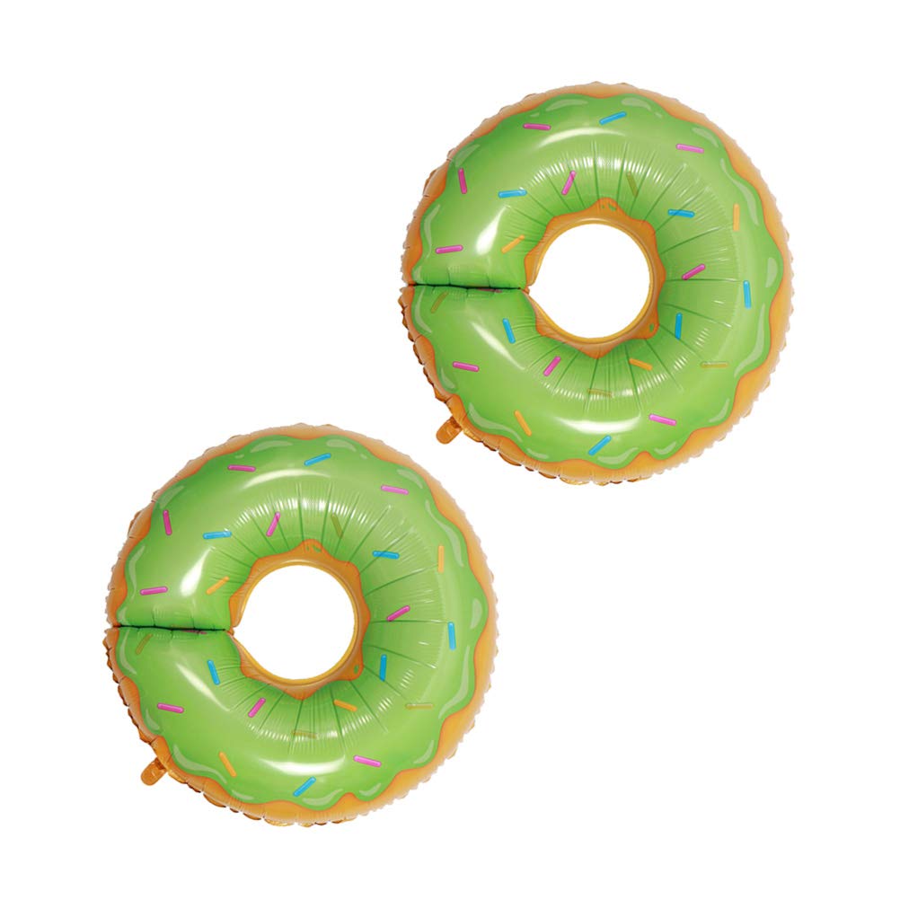 TENDYCOCO 2-Pack Green Doughnut Balloons - Foil Mylar Balloons for Birthday, Wedding, Baby Shower & Party Decorations - Perfect for Indoor & Outdoor Celebrations