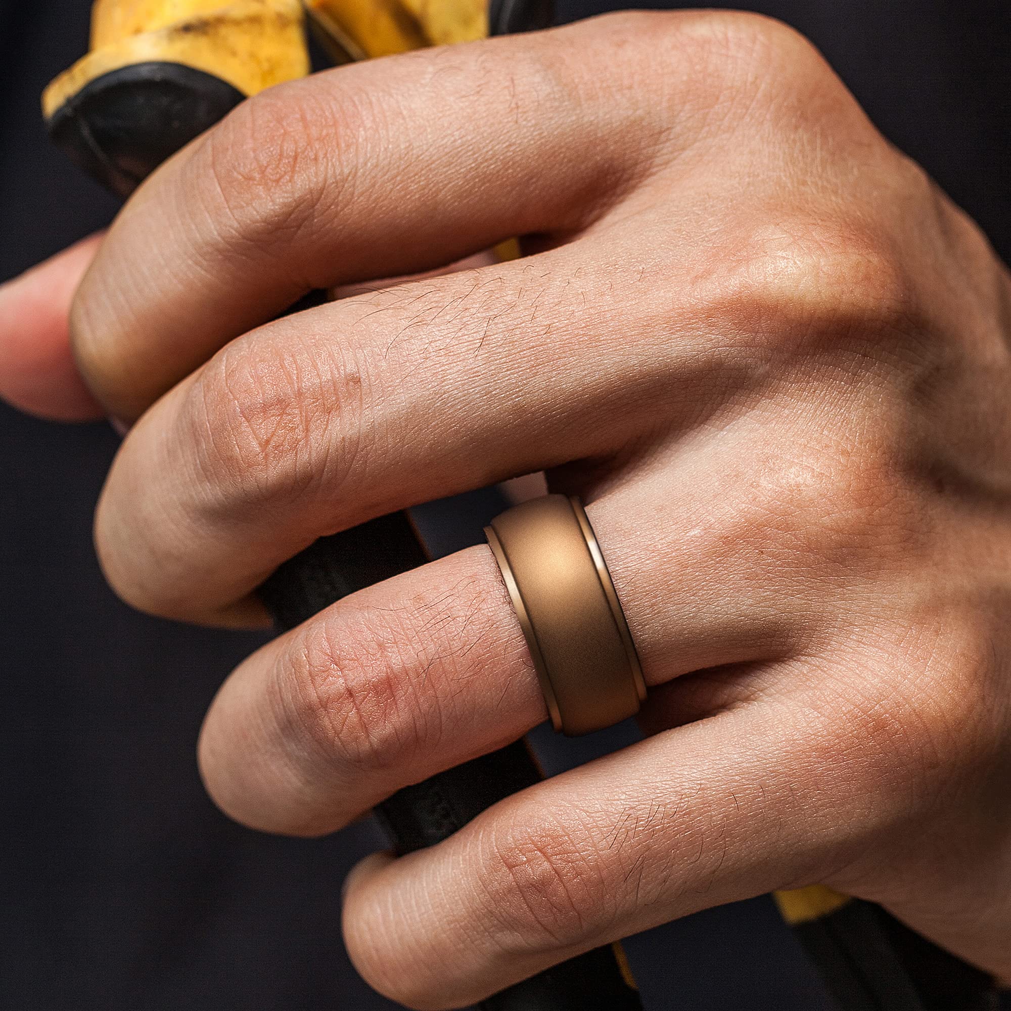 ThunderFit Silicone Wedding Rings for Men - Breathable Comfort Band with Engraved Line Design | Durable 8-Pack Mixed Rubber Rings for Gym, Swimming, Outdoor Activities & Everyday Wear