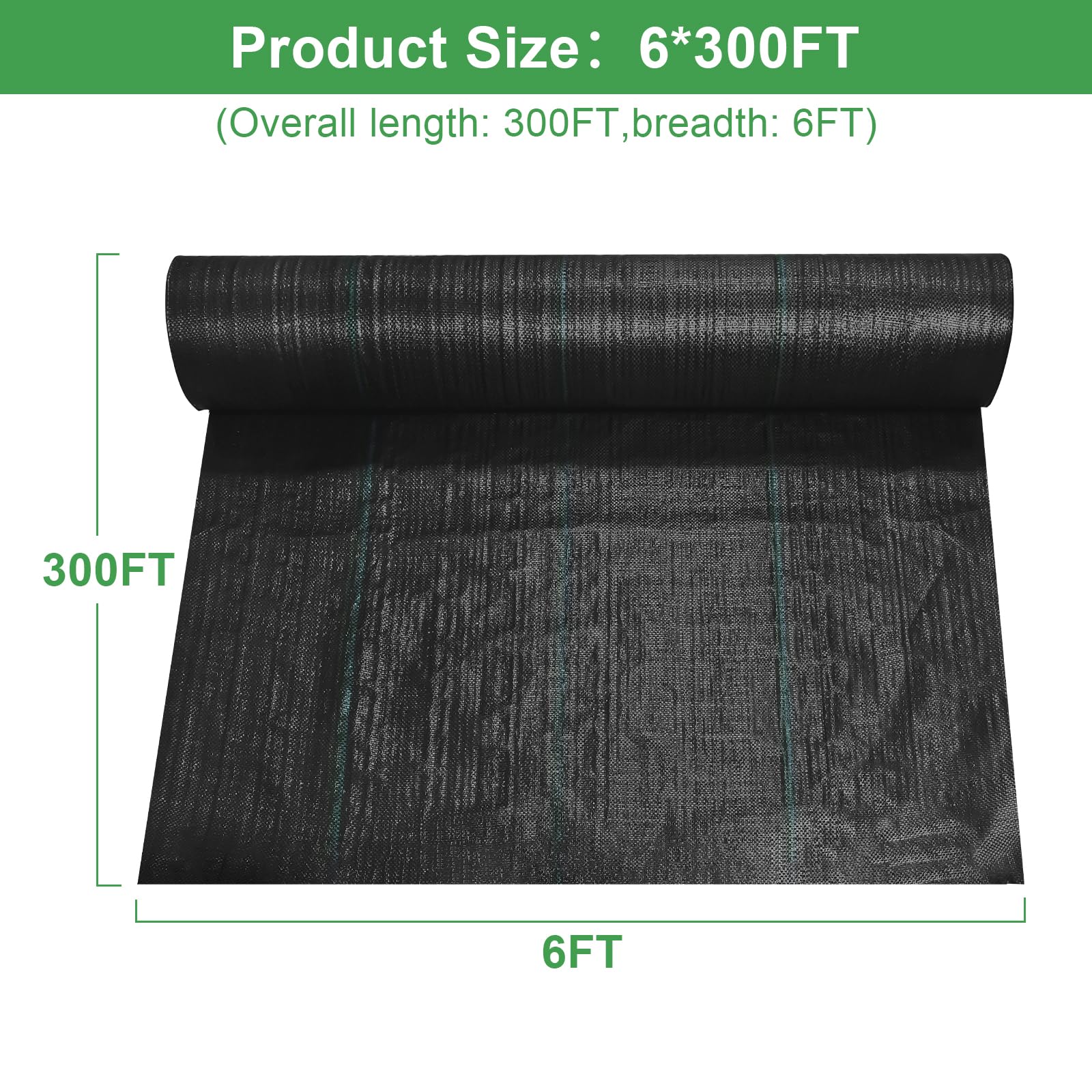 **Mupera Premium 3.8oz Woven PP Weed Barrier Fabric - 6ft x 300ft Black Landscape Ground Cover for Gardening, Driveway & Weed Control | Durable Geotextile Mat for Yards, Flower Beds & Pathways**