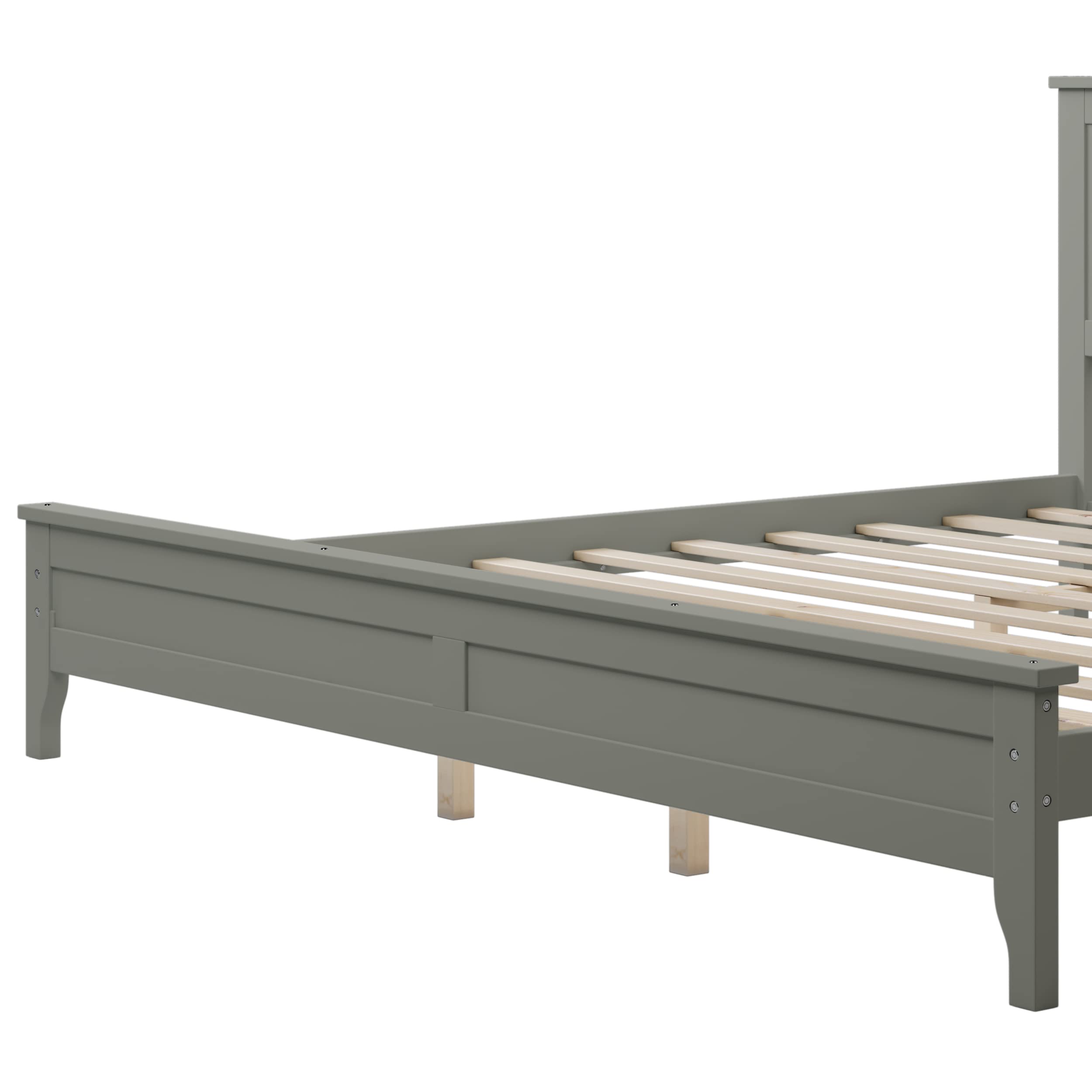 Solid Wood King Platform Bed Frame with Headboard - No Box Spring Needed, Sturdy Support for Adults, Modern Gray Bedroom Furniture - Perfect for Master Bedrooms, Guest Rooms & Small Spaces