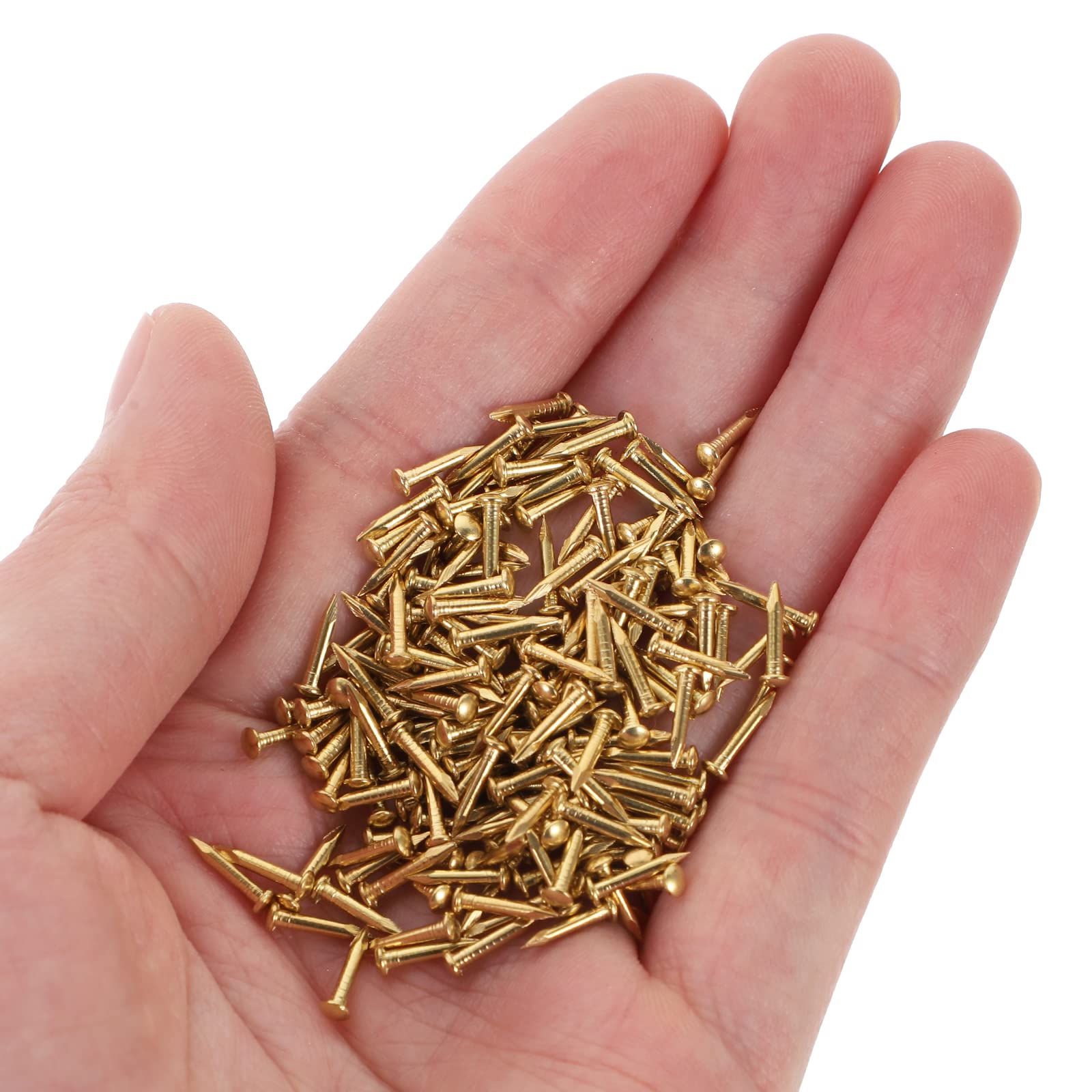 100pcs Small Brass Nails - 18mm Round Head Mini Nails for Woodworking, DIY Hinges, Jewelry Boxes & Craft Projects | Perfect for Home Decor, Furniture Repair & Wooden Model Making