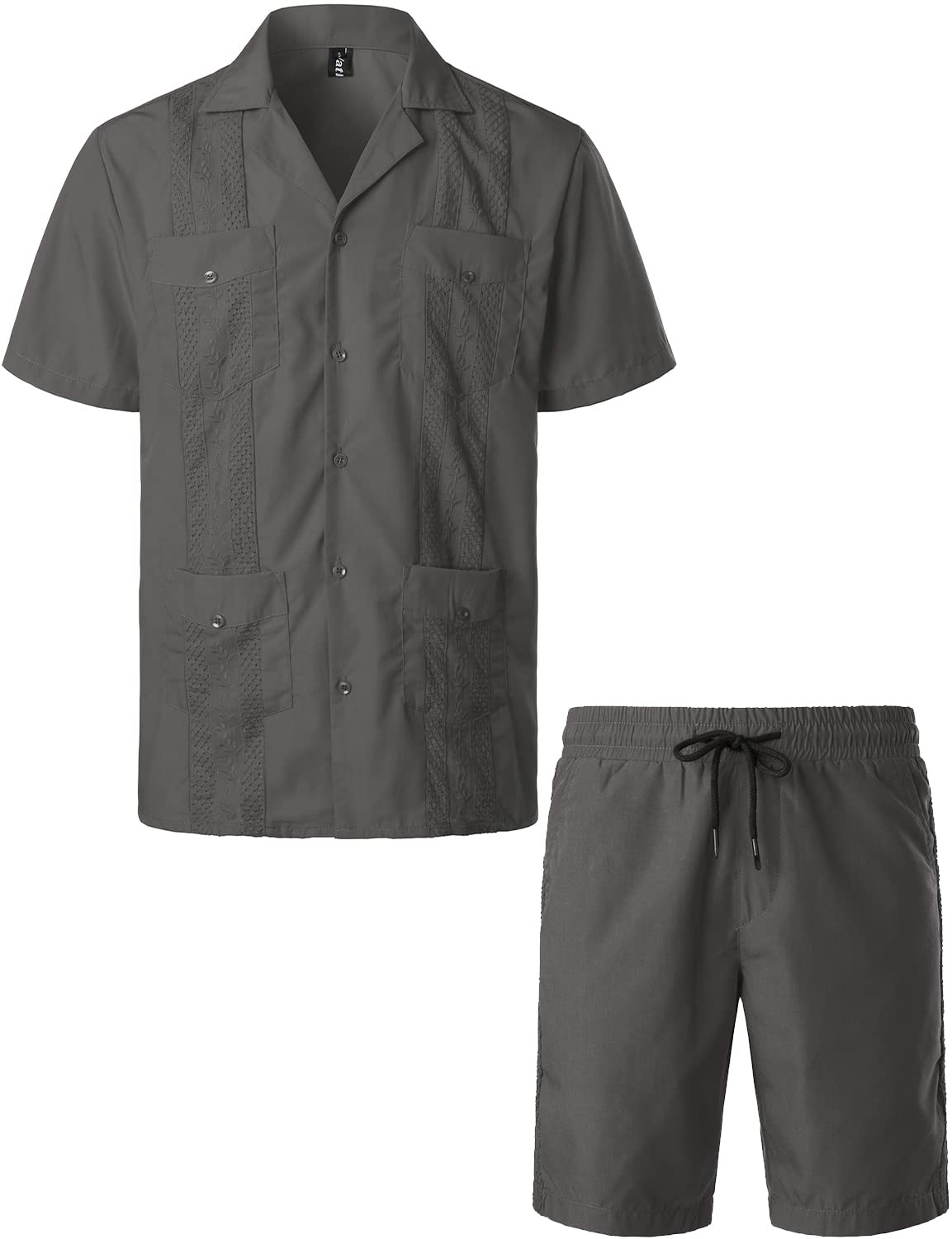 VATPAVE Men's Short Sleeve Cuban Guayabera Shirt - Casual Button Down Shirt for Summer, Beach & Tropical Vacations - Lightweight Breathable Linen Blend Fabric for Outdoor Weddings & Parties