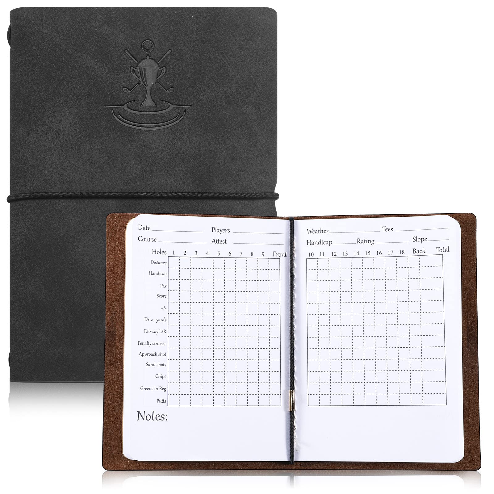 Premium Leather Golf Scorecard Book & Yardage Notebook - Golf Journal Notepad for Men & Women - Perfect Golf Club Accessories Gift for Christmas, Birthdays & Tournaments - Ideal for Tracking Scores, Yardages & Game Improvement