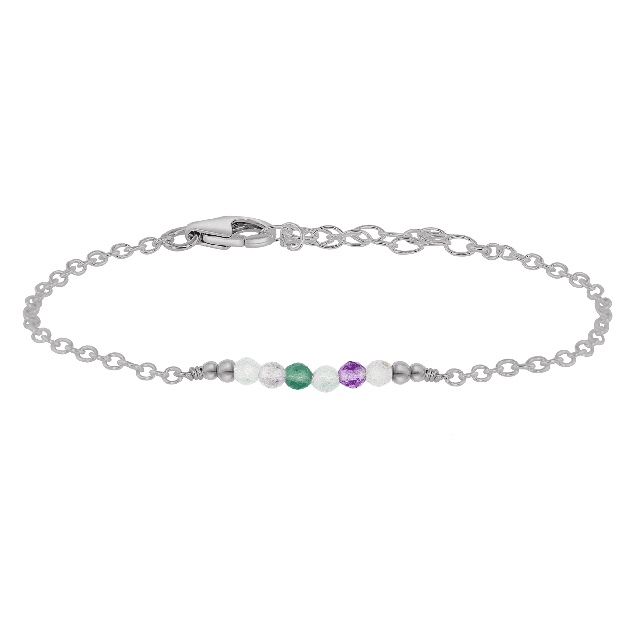 Sparkling Rainbow Fluorite Gemstone Faceted Bead Bar Bracelet for Women - Healing Crystal Jewelry for Meditation, Yoga & Positive Energy