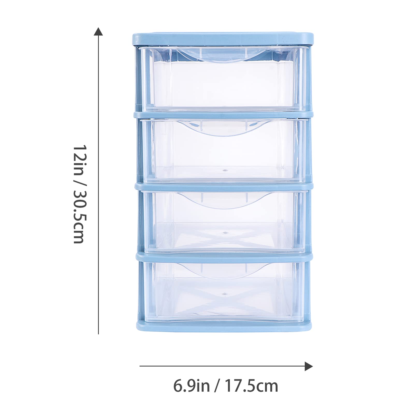 DOITOOL 4-Drawer Plastic Storage Organizer Cube - Desktop Organizer for Office Supplies & Makeup Accessories - Blue - Perfect for Home Office, Bedroom, Bathroom & Dorm Room Organization