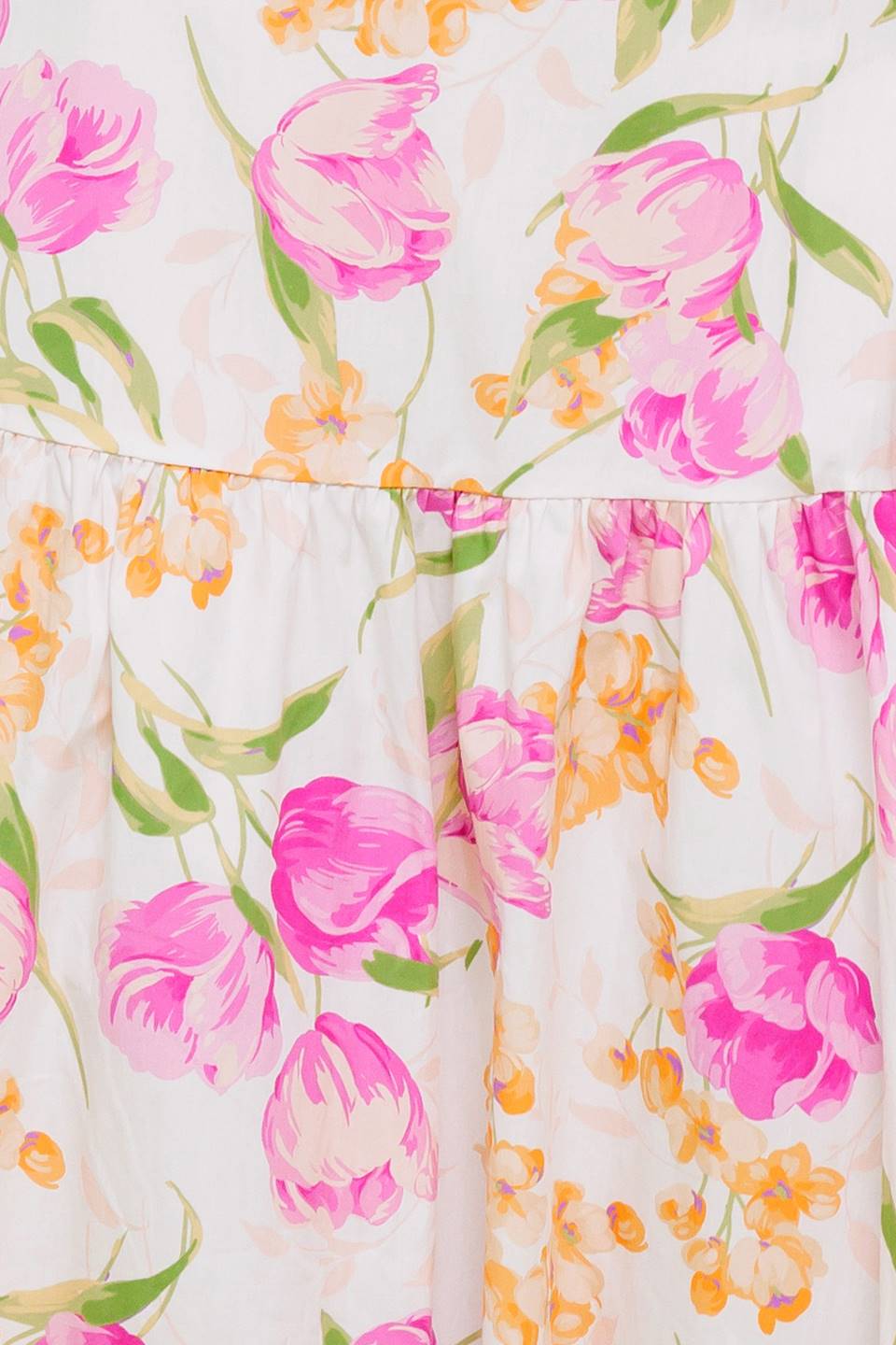 Pink Tulip Floral Print Top & Midi Skirt Set for Women - Spring Summer Garden Party Outfit, Beach Vacation, Brunch Date