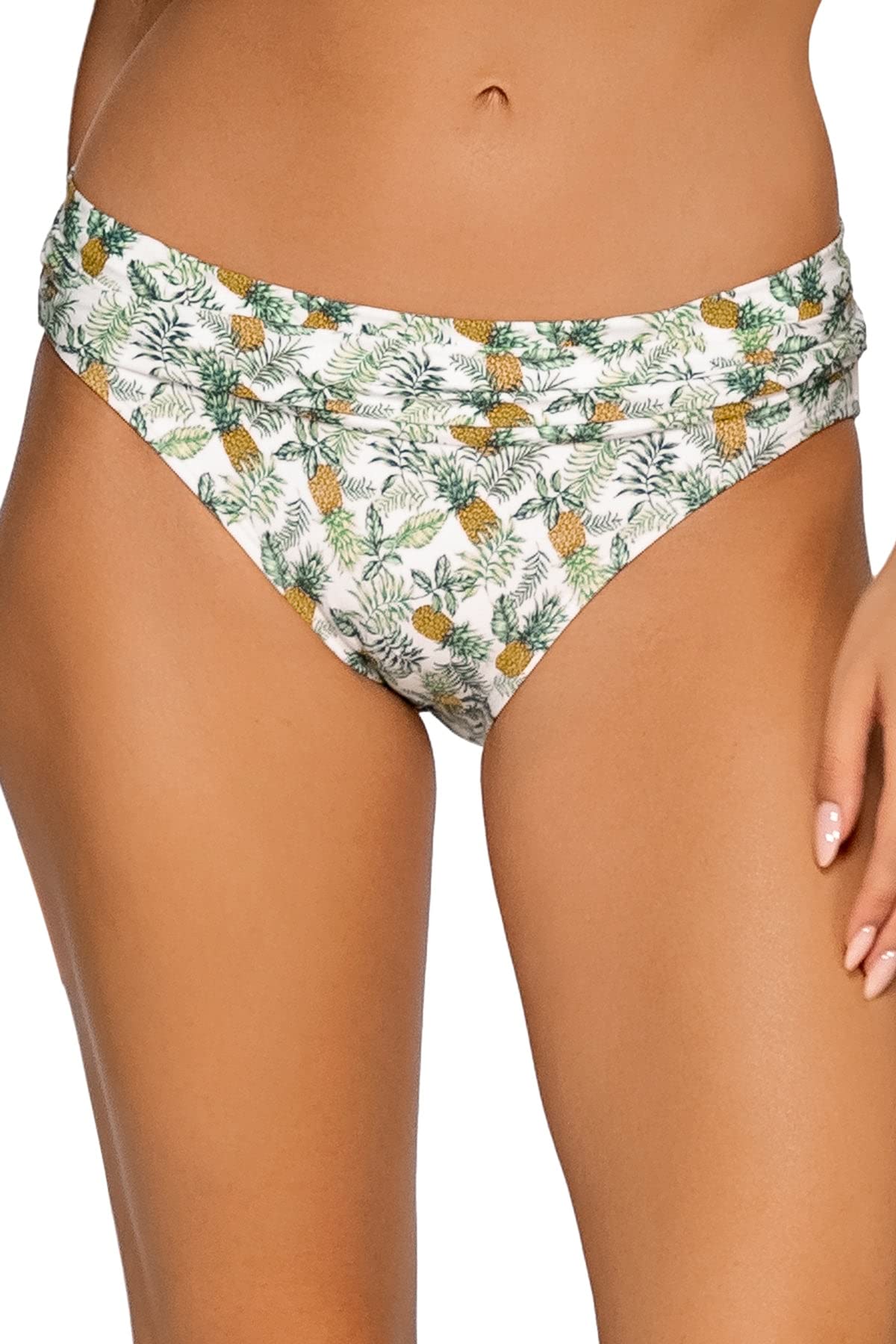 Women's Unforgettable Shirred Band Bikini Bottom Swimsuit - High Waisted Beachwear for Summer Vacation & Pool Party