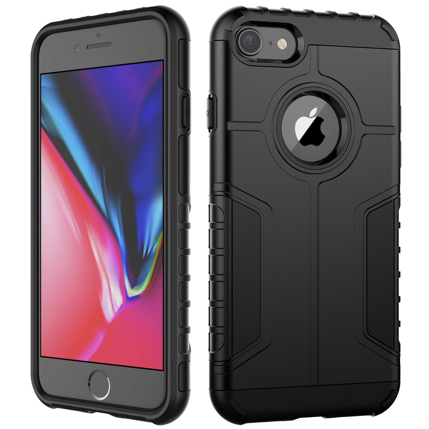 JETech Shockproof Dual Layer Protective Case for iPhone 8 & iPhone 7 - Heavy Duty Armor Cover with Military-Grade Drop Protection (Black) | Perfect for Outdoor Activities, Sports & Daily Use