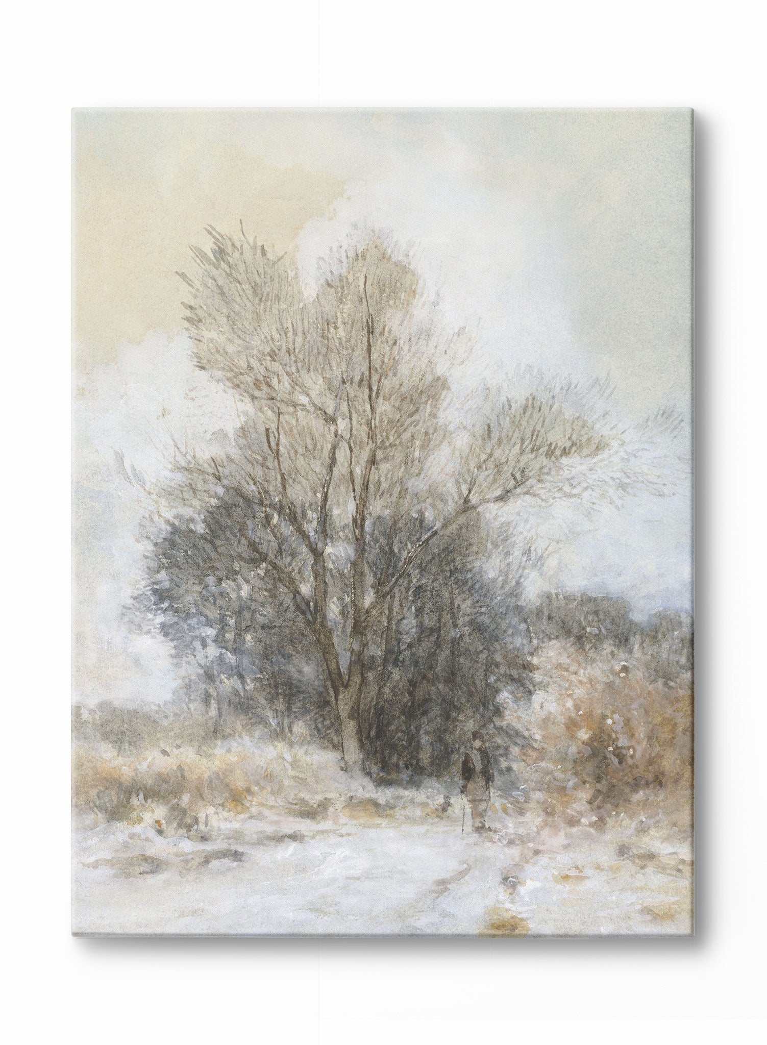Snow Hiker Canvas Wall Art - Winter Landscape Painting for Home & Office Decor - Perfect for Living Room, Bedroom, or Cabin