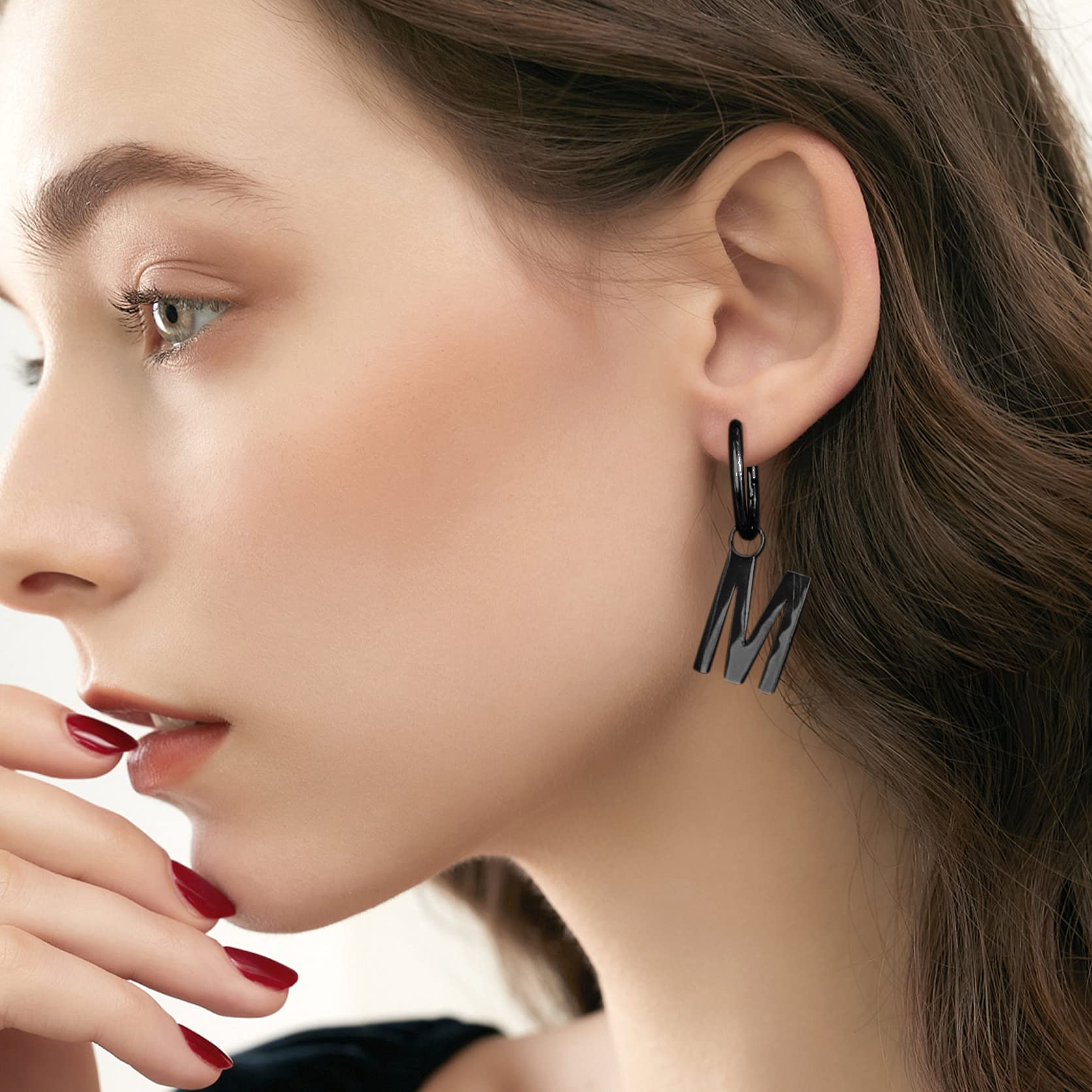 GoldChic Women's Stainless Steel Initial Letter Hoop Drop Earrings - U-Shape Alphabet Statement Jewelry for Everyday Wear & Gift Giving | Perfect for Birthdays, Anniversaries, and Special Occasions