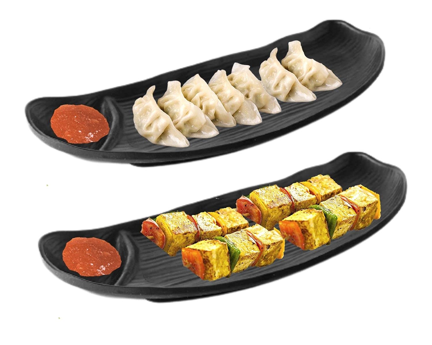 6-Piece Black Melamine Serving Platter Set for Snacks, Desserts & Parties - Matt Black