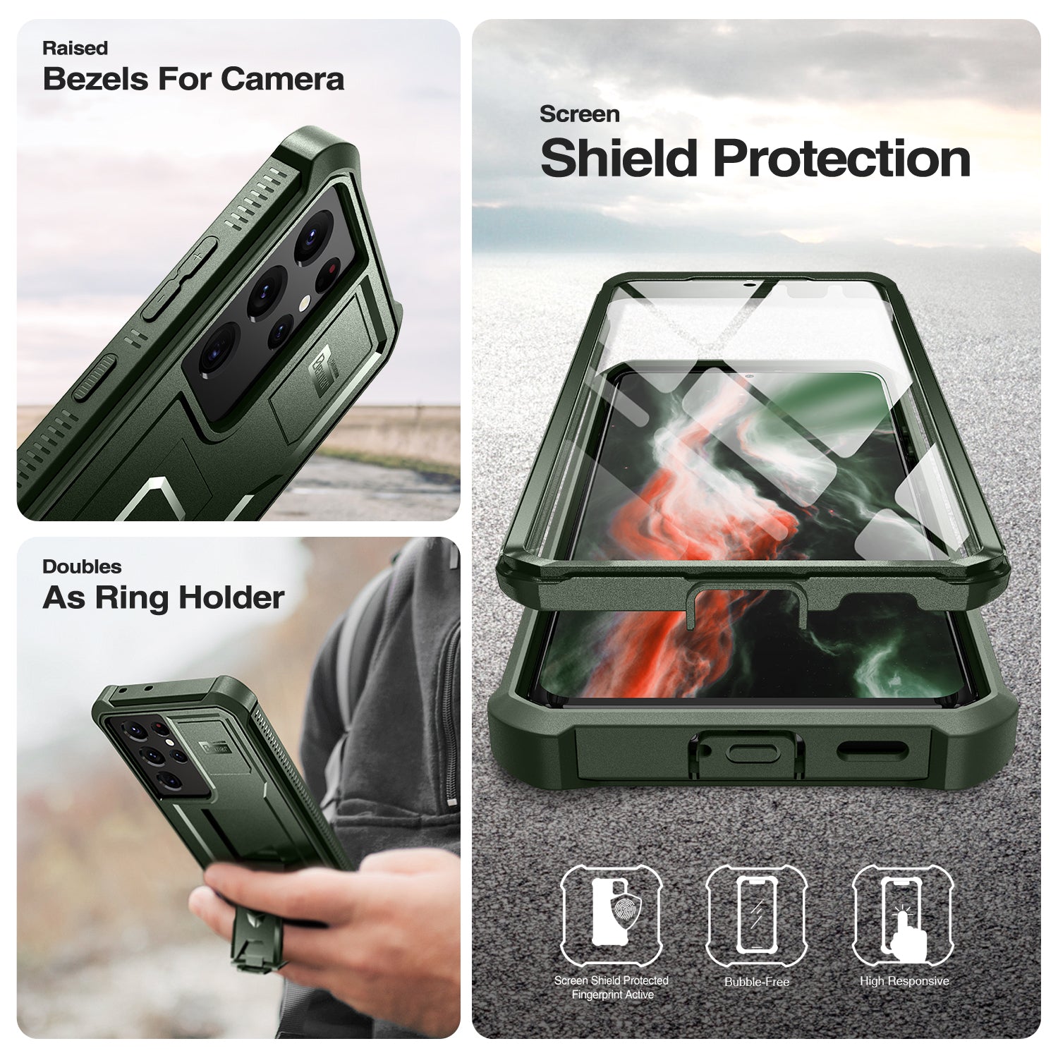 Dexnor Heavy Duty Shockproof Case for Samsung Galaxy S21 Ultra with Built-in Kickstand & Screen Protector - Perfect for Outdoor Activities, Travel, and Daily Protection
