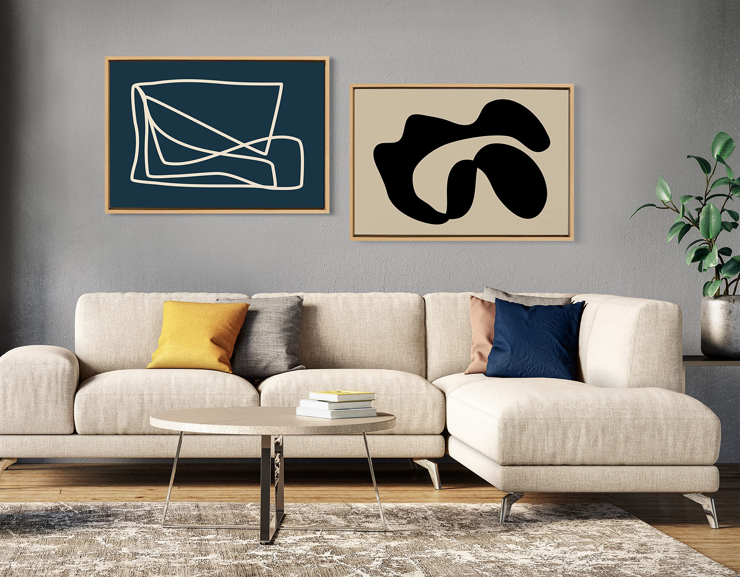 Kate & Laurel Sylvie Abstract 10 Framed Canvas Wall Art - 23x33 Inches Natural Wood Frame, Modern Decorative Art Print for Living Room, Bedroom & Office Decor | Ready-to-Hang Home Wall Decor