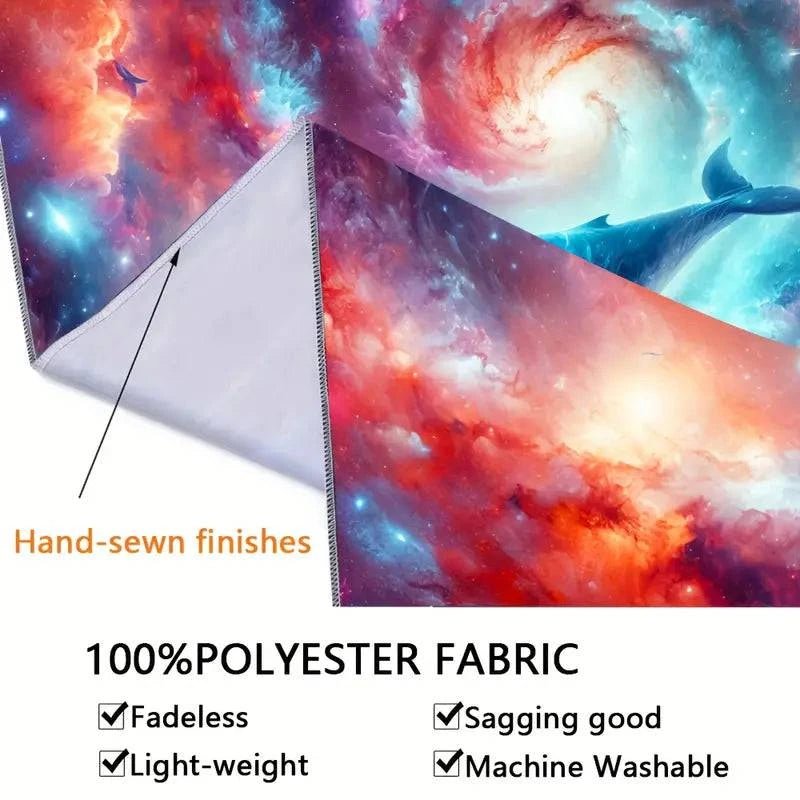 Galaxy Whale Glow in the Dark Tapestry - UV Reactive Wall Art Decor for Bedroom, Dorm & Party Room Aesthetic Lighting