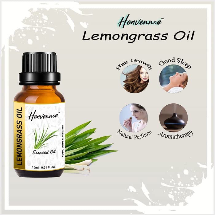 Heavennce Lemongrass Essential Oil for Healthy Hair & Skin - 100% Pure Aromatherapy Oil for Diffusers, Massage & Steam Therapy - 2 Pack (30ml Each) - Perfect for Relaxation, Stress Relief & Home Spa