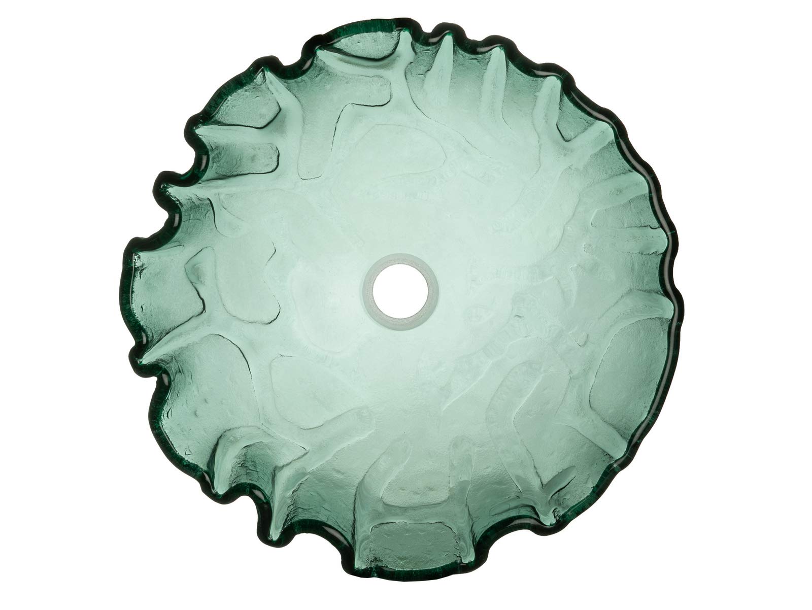 Modern Green Free-Form Wave Rim Round Glass Vessel Sink - Elegant Bathroom Vanity Basin for Contemporary Home Decor, Perfect for Powder Rooms, Guest Baths & Spa-Inspired Retreats