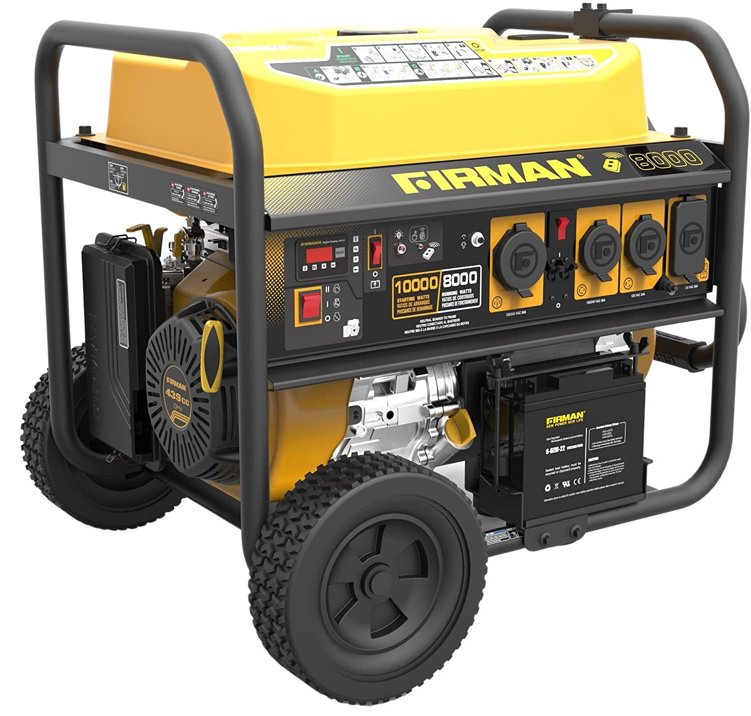 Firman P08004 8000W/10000W Portable Gas Generator with Remote Start & 50A Outlet - Power Outages, Camping, RV & Home Backup (RFB Certified)