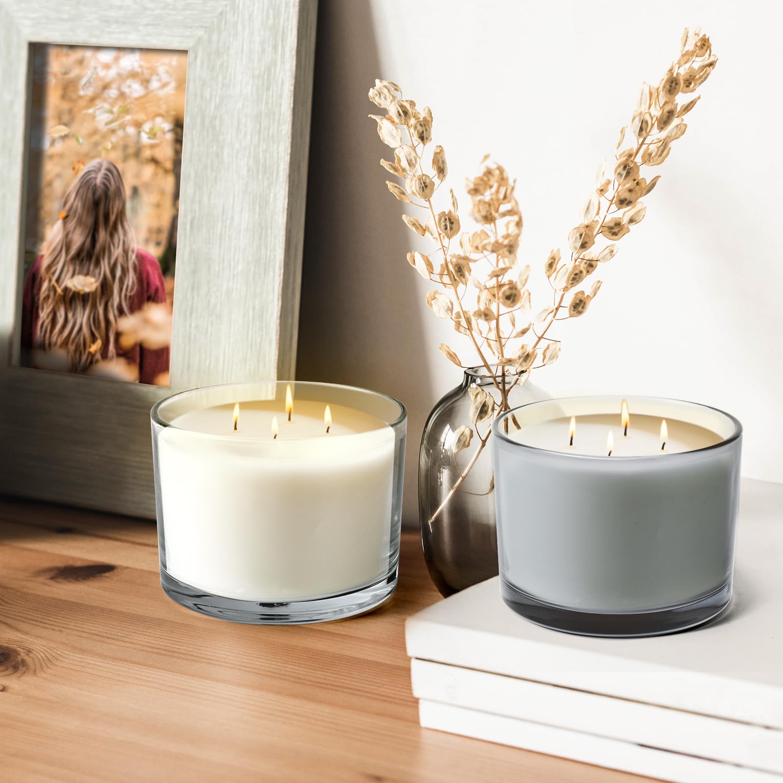 18 oz Thick Candle Jars with Wood Lids - 6 Pack Clear Empty Containers for DIY Candle Making, Wax Melts, Bath Salts & Home Decor - Perfect for Gifts, Weddings & Aromatherapy