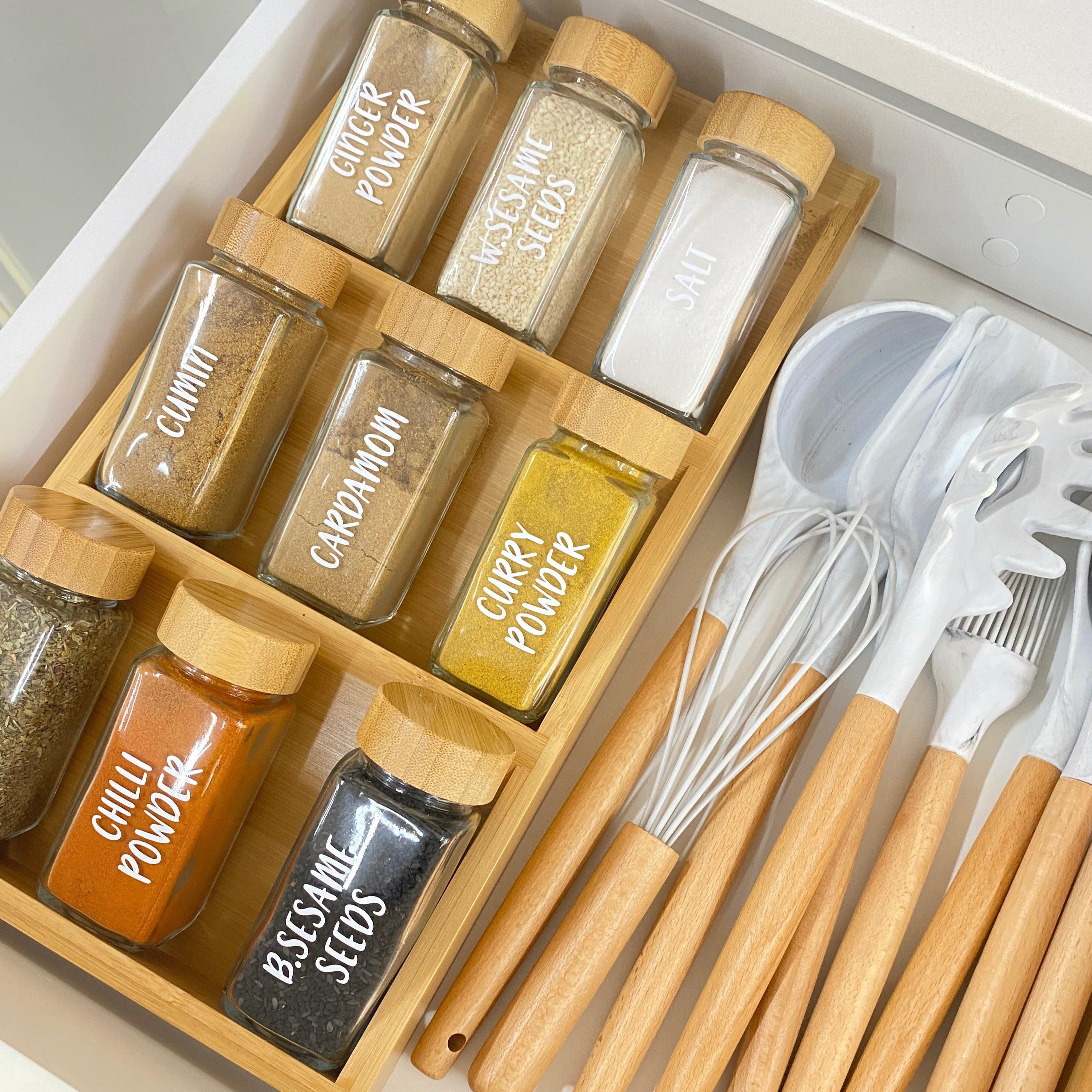 Custom Herb & Spice Labels for Acacia & Bamboo Shaker Jars - Perfect for Kitchen Organization, Pantry Storage & DIY Spice Gifts