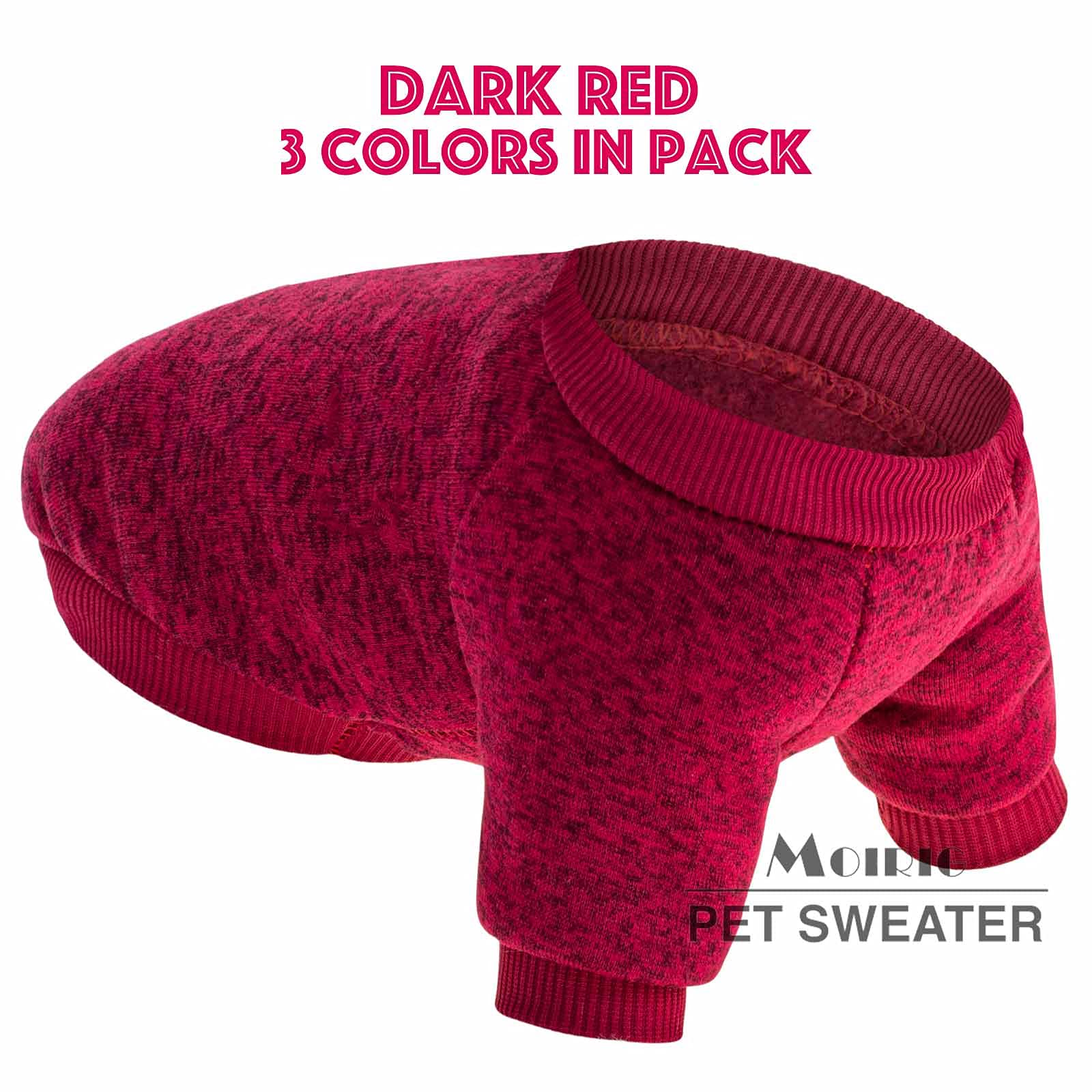 Warm Dog Sweater for Small Dogs - 3 Pack Soft Pet Clothes for Puppies, Cats & Medium/Large Dogs - Christmas Winter Dog Shirts for Boys & Girls (Red, Green, Coffee, X-Small) - Perfect for Cold Weather, Holiday Photos & Indoor Comfort